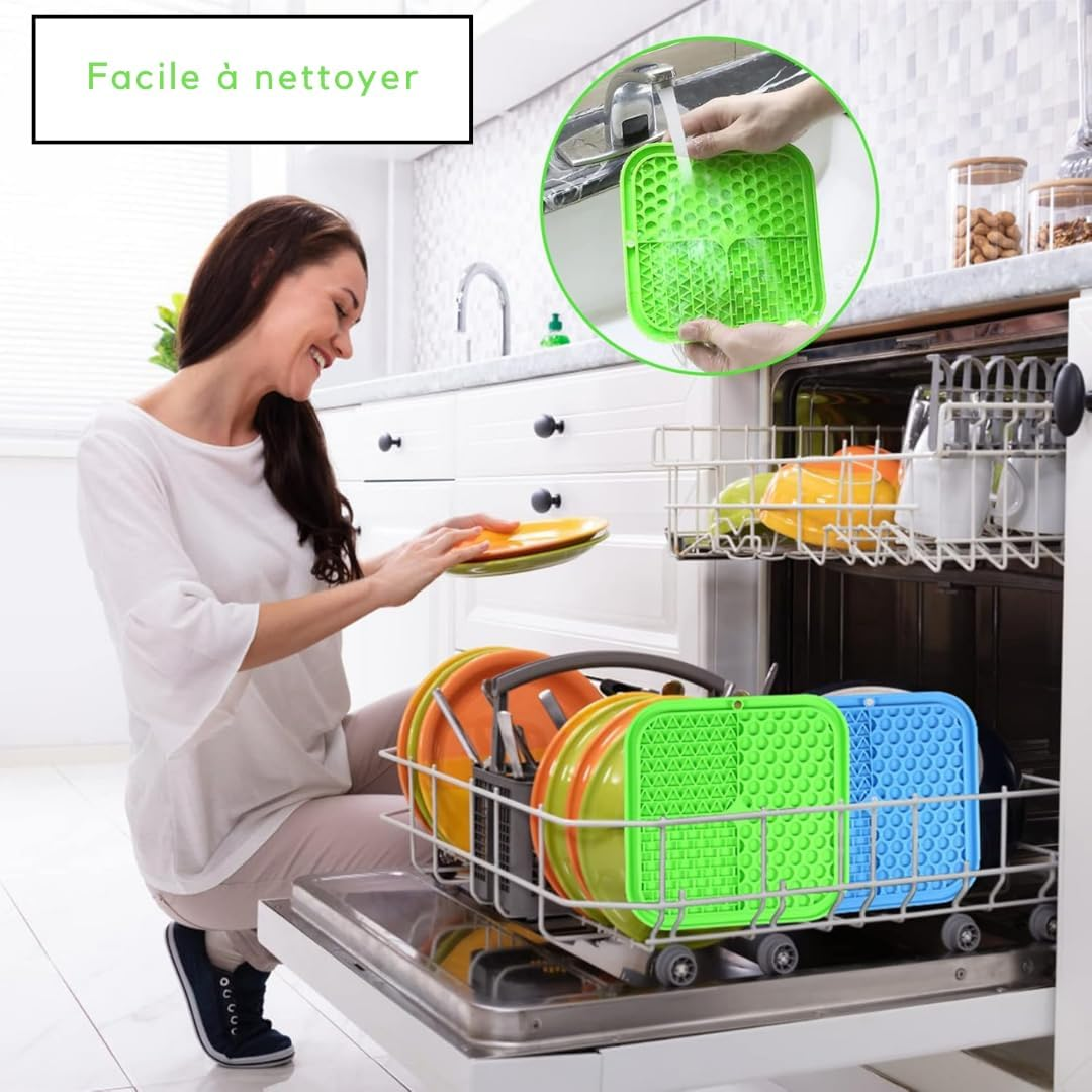 PARENCE. - Dog Cat Lick Mat - Anti-Stress Mat with Cupping Slow Dispenser for Treats and Wet Food, Silicone Food - Random Color image number 4