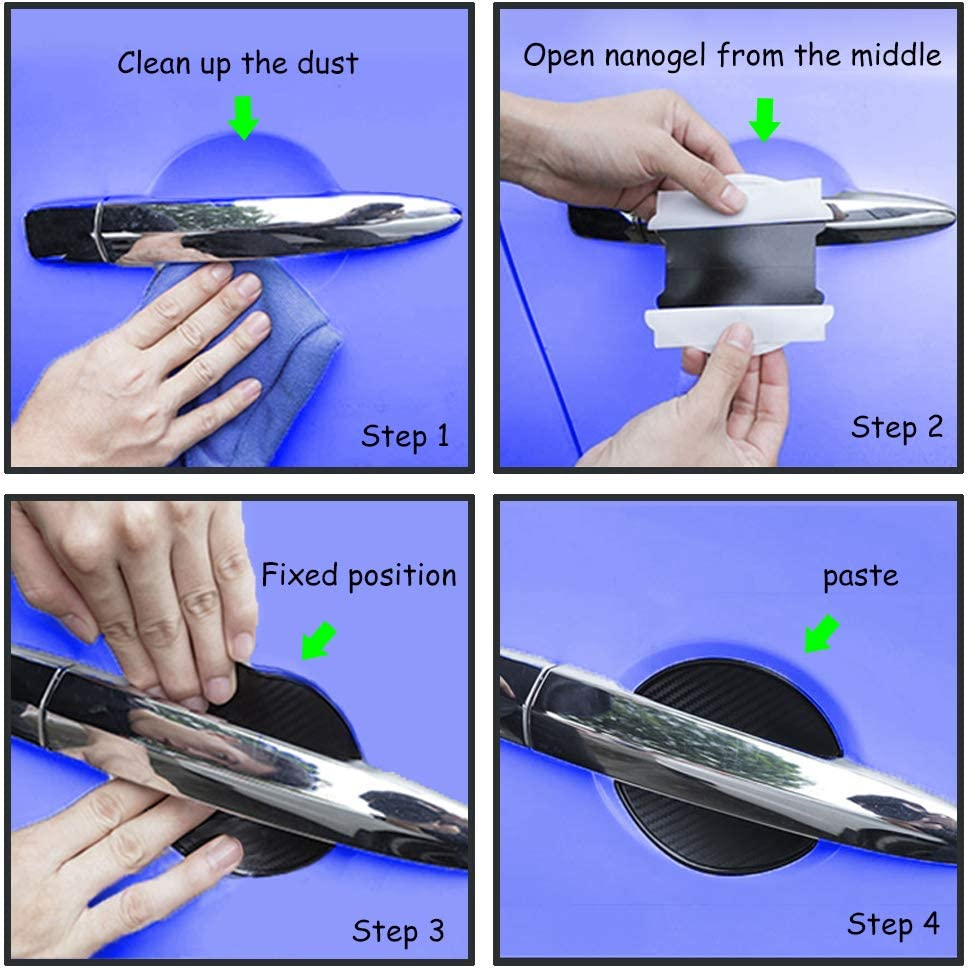 4 Pack TPU Carbon Fiber Door Handle Cup Guards, Black, Large, Modern Style, Easy Install, Durable, Outdoor Use image number 5