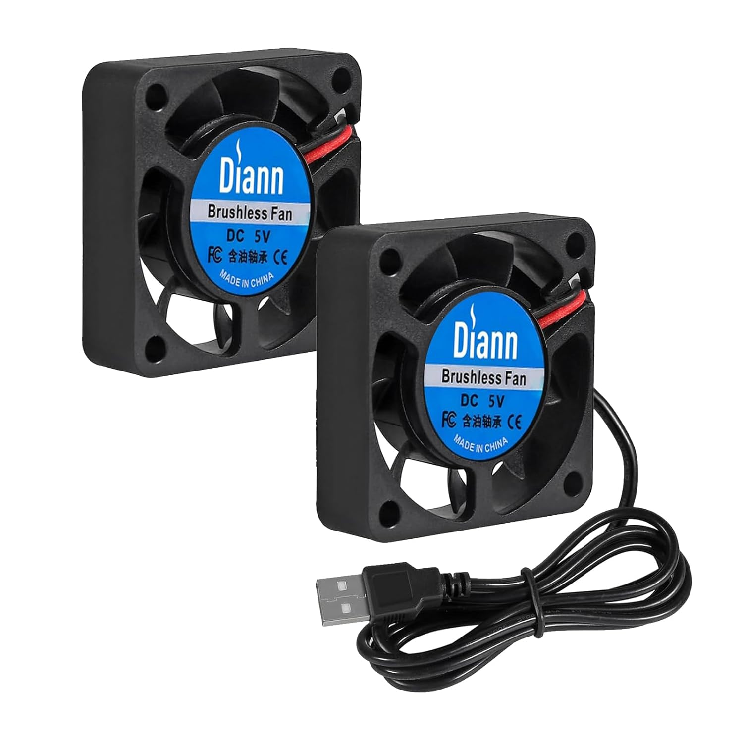DIANN 2Pcs 4010 DC 5V USB Brushless Cooling Fan 40 X40 X10Mm Quiet Cooling Fan 4010 Fan 3D Printer Oil Bearing Fans for Computer Case 3D Printer
