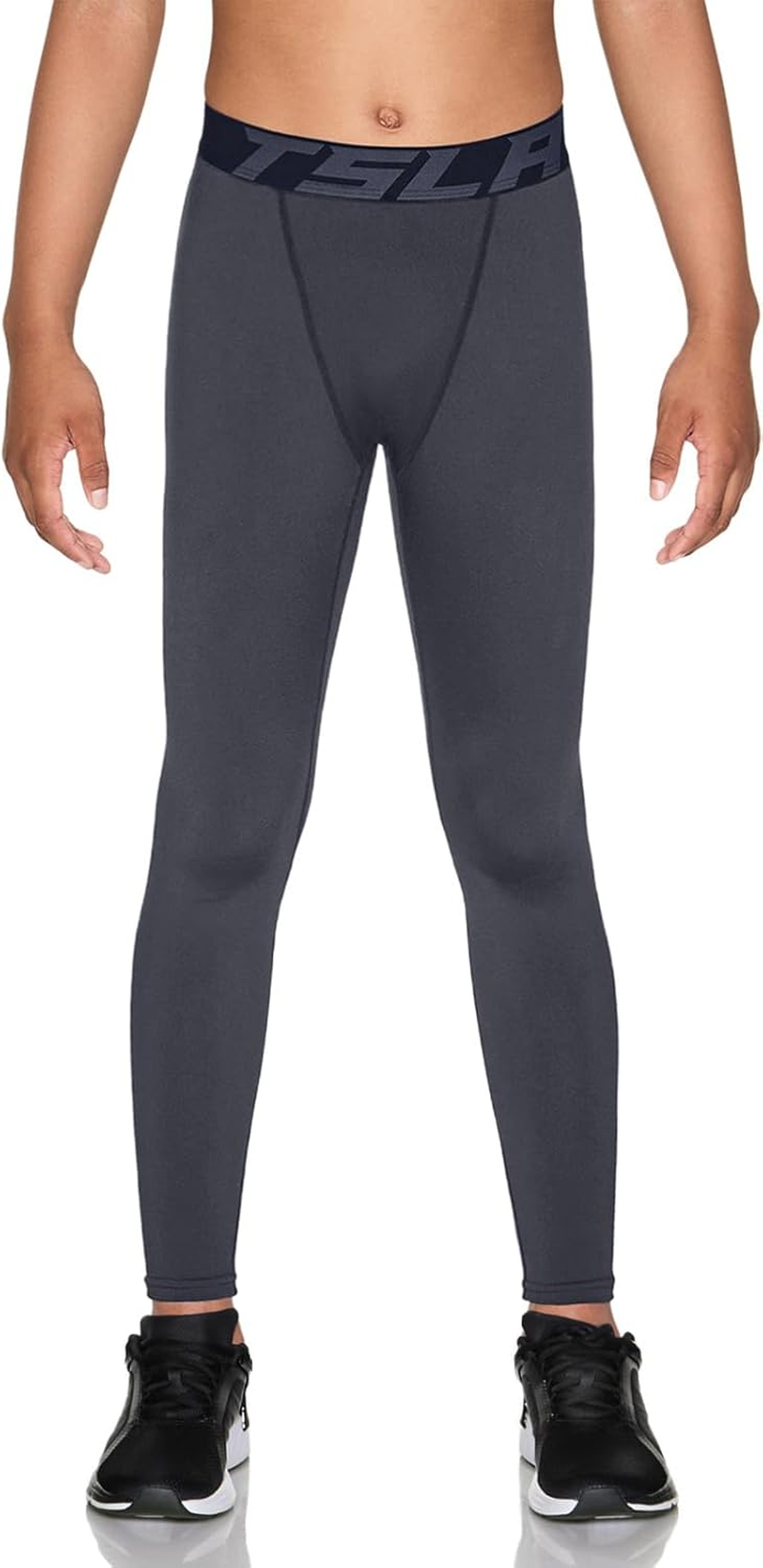 TSLA Kid'S & Boys & Girls Thermal Compression Pants, Athletic Sports Leggings & Running Tights Bottoms image number 1