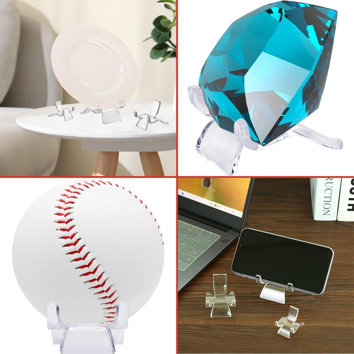 15PCS Rock Display Stands, Acrylic Crystal Rock Stand, Clear Display Stand Stand, Crystal Base, Mineral Agate Fossil Coral Gem Small Collection Clear Rock Display Stand (3 Sizes)