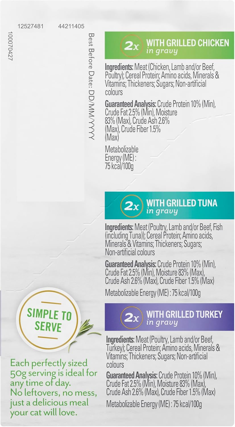 Fancy Feast Adult Petite Delights Chicken Tuna & Turkey Grilled Wet Cat Food 6X50G