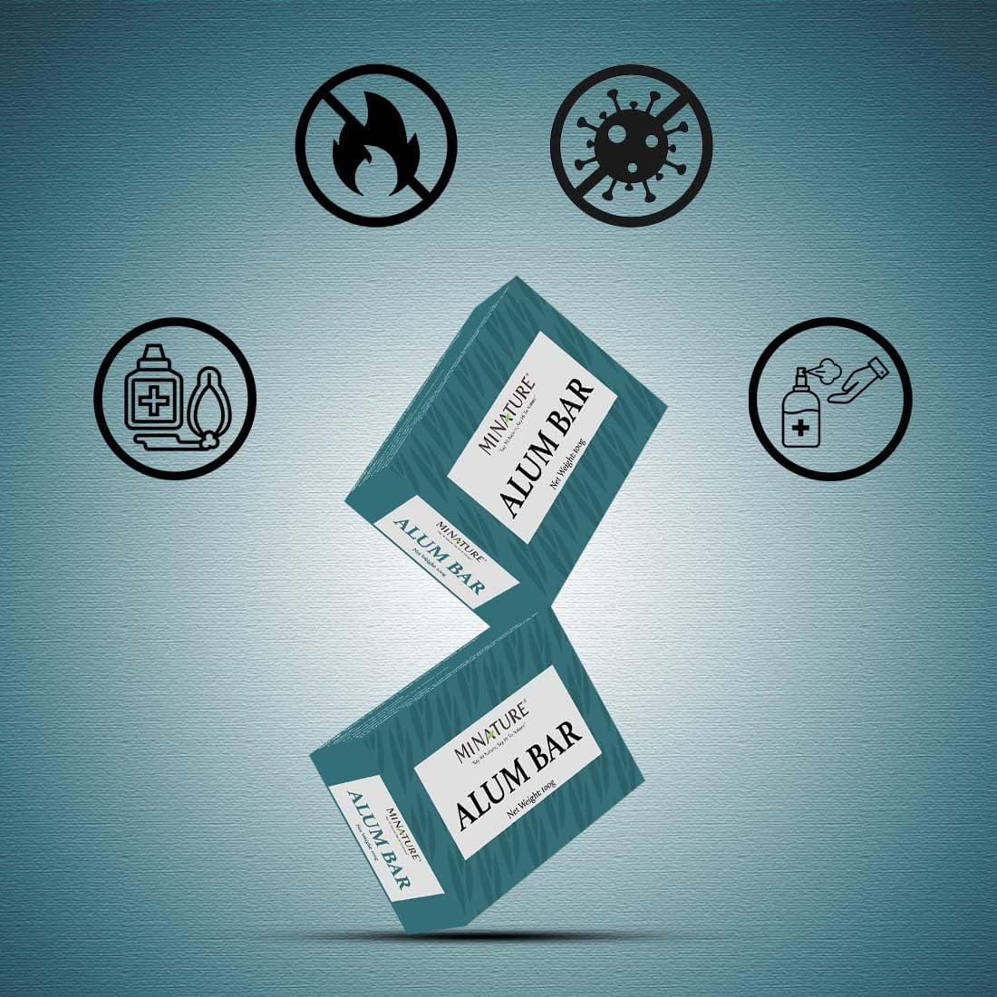 Pack of 3 Alum Bar (Ammonium Aluminium Sulfate) (Phitkari) by Minature | Alum Stone(Fitkari)| Alum Shaving Bar | Alum Blocks after Shave|100G*3 | 100% Only Alum | Chemical & Preservative Free| Pure & Natural image number 1