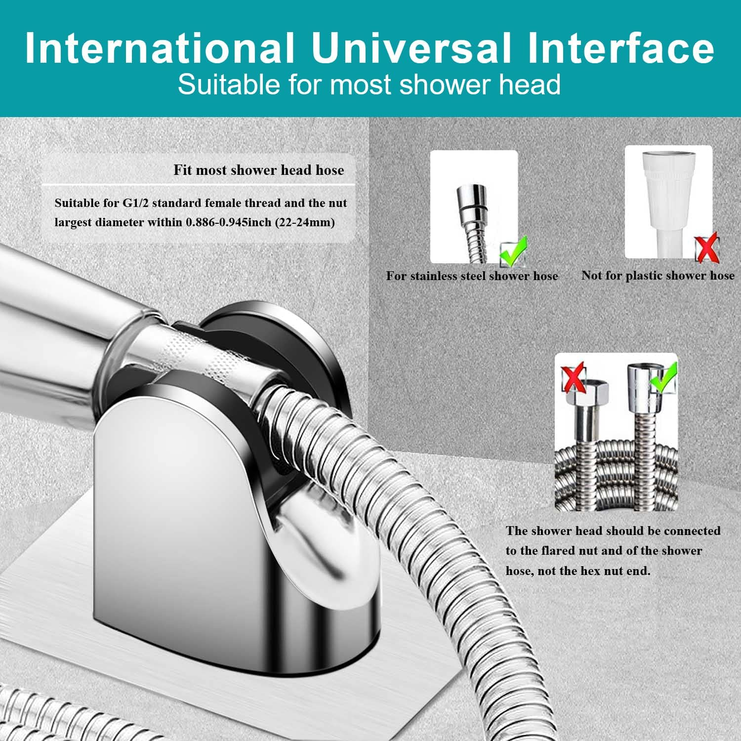 Baseau Strong Self Adhesive and Waterproof Shower Head Holder for Handheld Showerhead Adjustable No Drilling Wall Mount Bracket for RV Kids Bathroom Shower,Fix Firmly and Use Conveniently image number 2