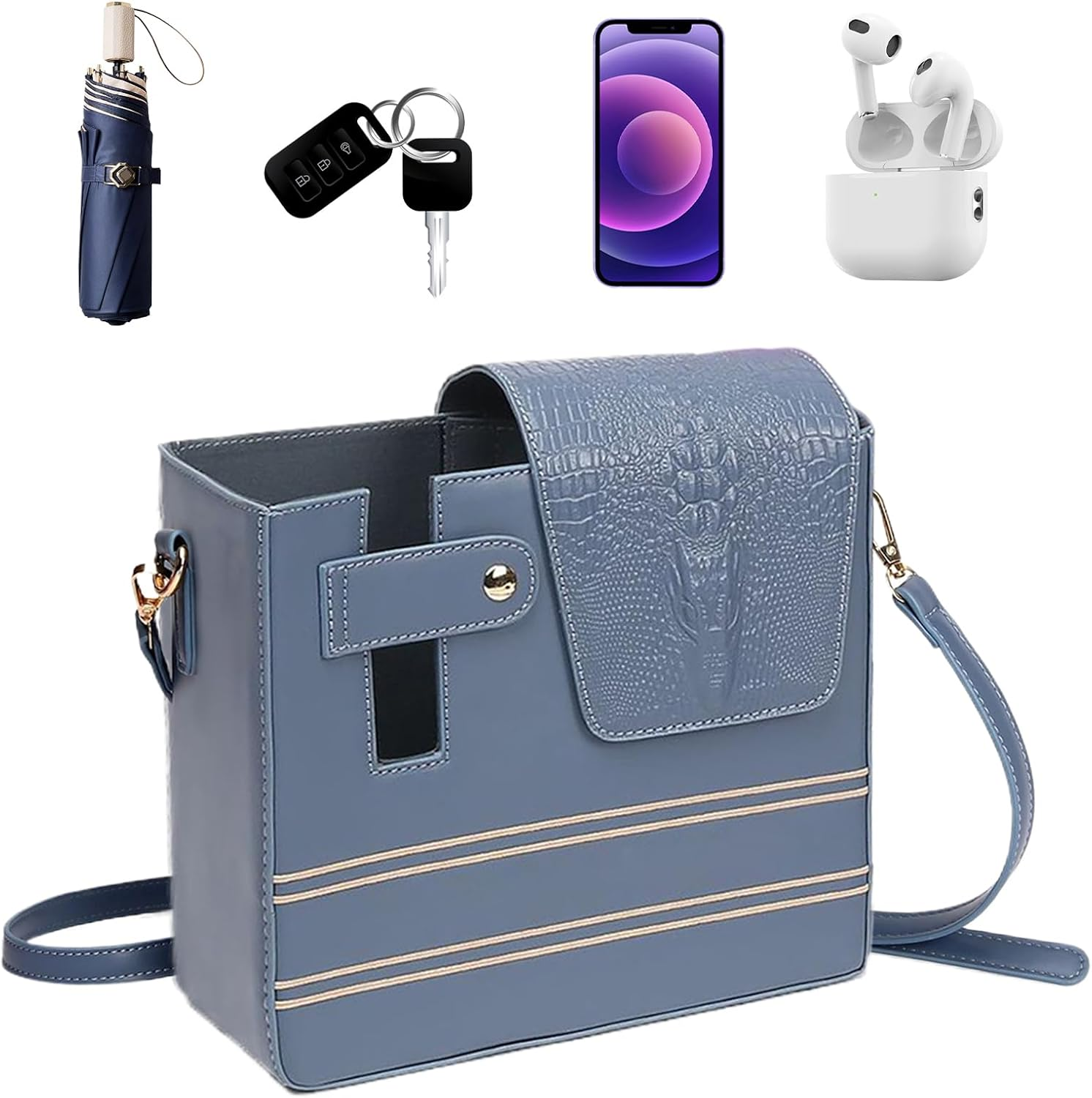 Purse with Water Bottle Holder, Waterproof Portable Strap Pockets, Cup Holder Bag, Shoulder Purse for Water Bottle, Women, Sports, Gym, Walking, Hiking, Travel, Commuting, Camping, Cycling, Fitness, O