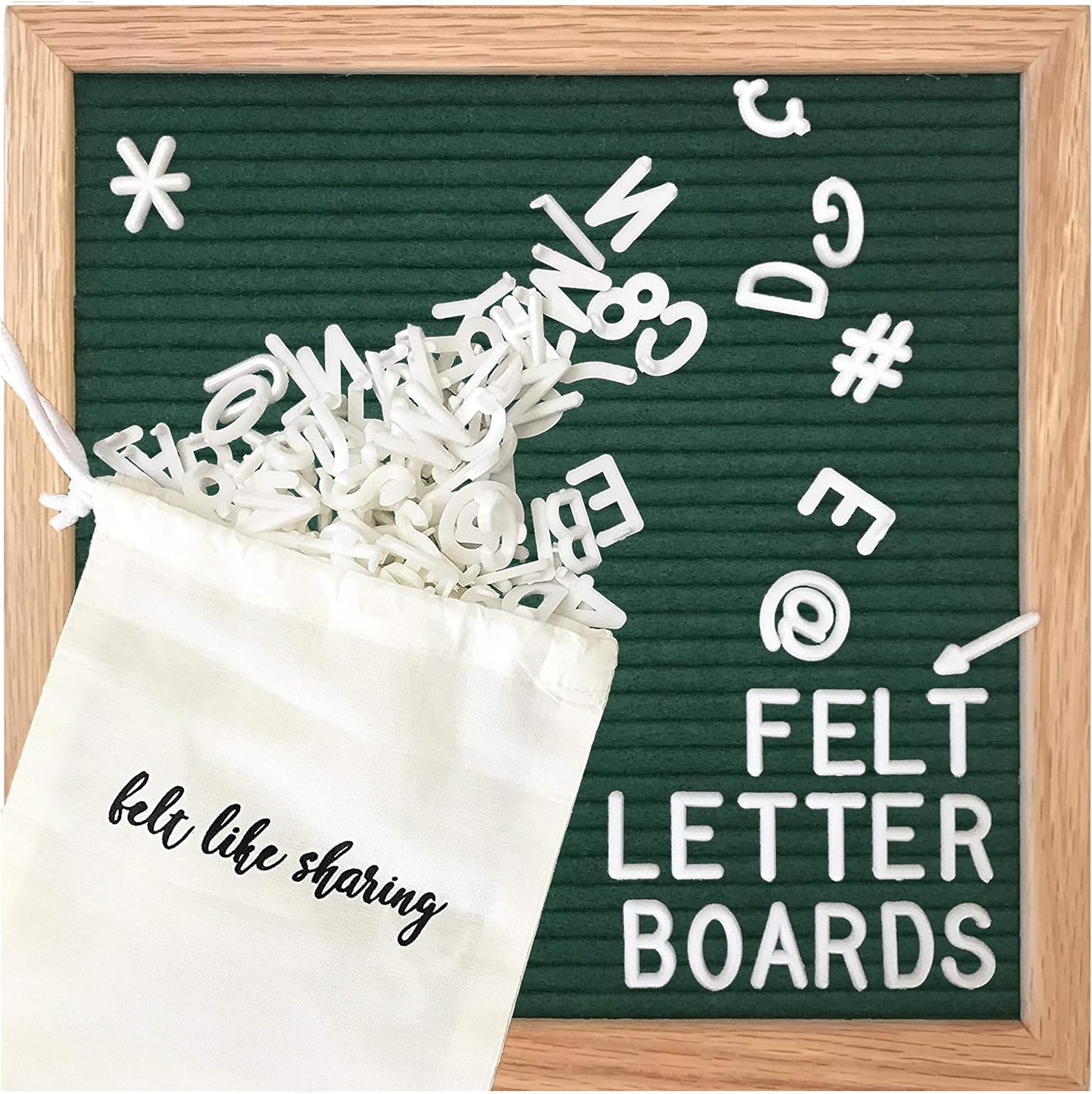 Felt Letter Board 10X10 Inches. Changeable Letter Boards Include 300 Plastic Letters & Oak Frame. 10"X10" Colorblock Black & White