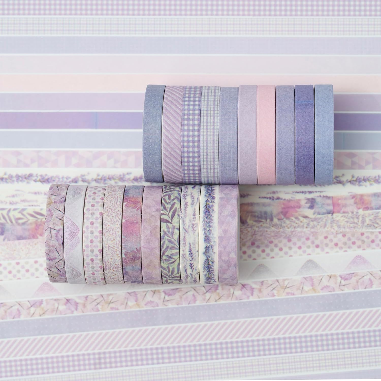 YUBX Vintage Washi Tape Set 20 Rolls Skinny Retro Decorative Antique Patterns Masking Tapes for Arts, DIY Crafts, Journals, Planners, Scrapbook, Wrapping (Purple)