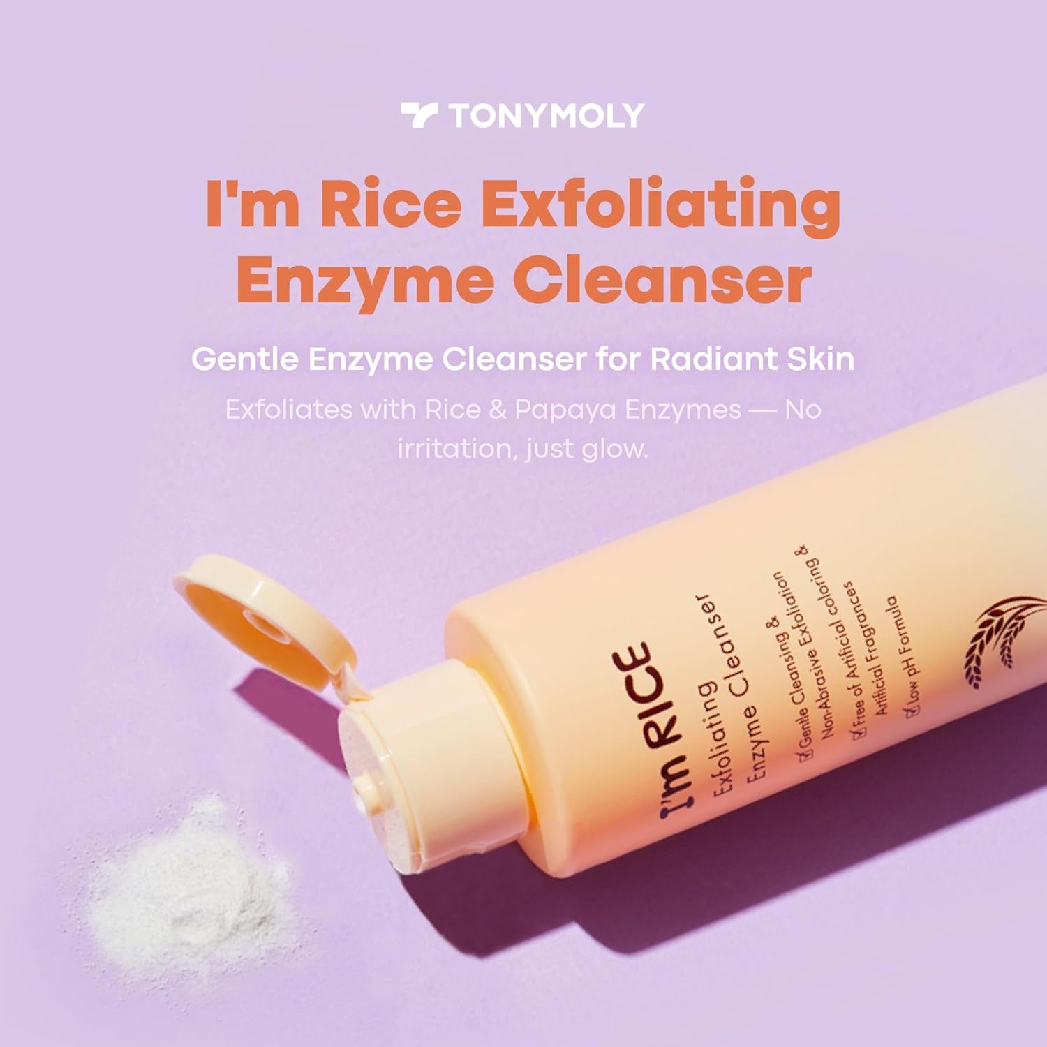 TONYMOLY I'M Rice Exfoliating Enzyme Cleanser, Rice Powder Face Wash, Gentle AHA Cleanser, Papaya Enzyme Scrub & Brightening Mask, Korean Skincare for Smooth Radiant Skin, 50G image number 3