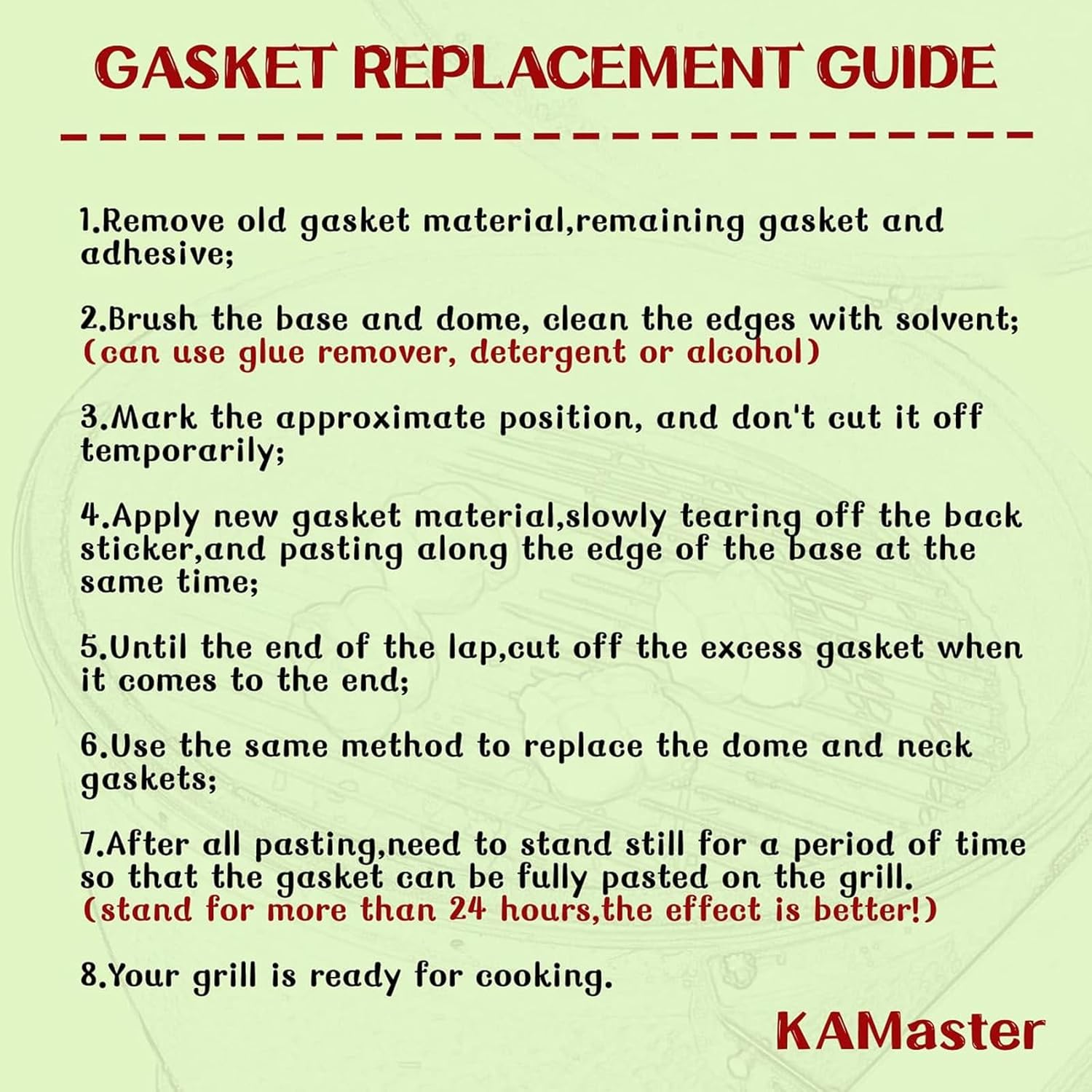 High Temp Grill Gasket Replacement Fit Kamado Joe Classic and Big Joe BBQ Smoker Gasket Pre-Shrunk Accessories Self Stick Felt 15Ft Long, 9/8" Wide, 1/8" Thick image number 2