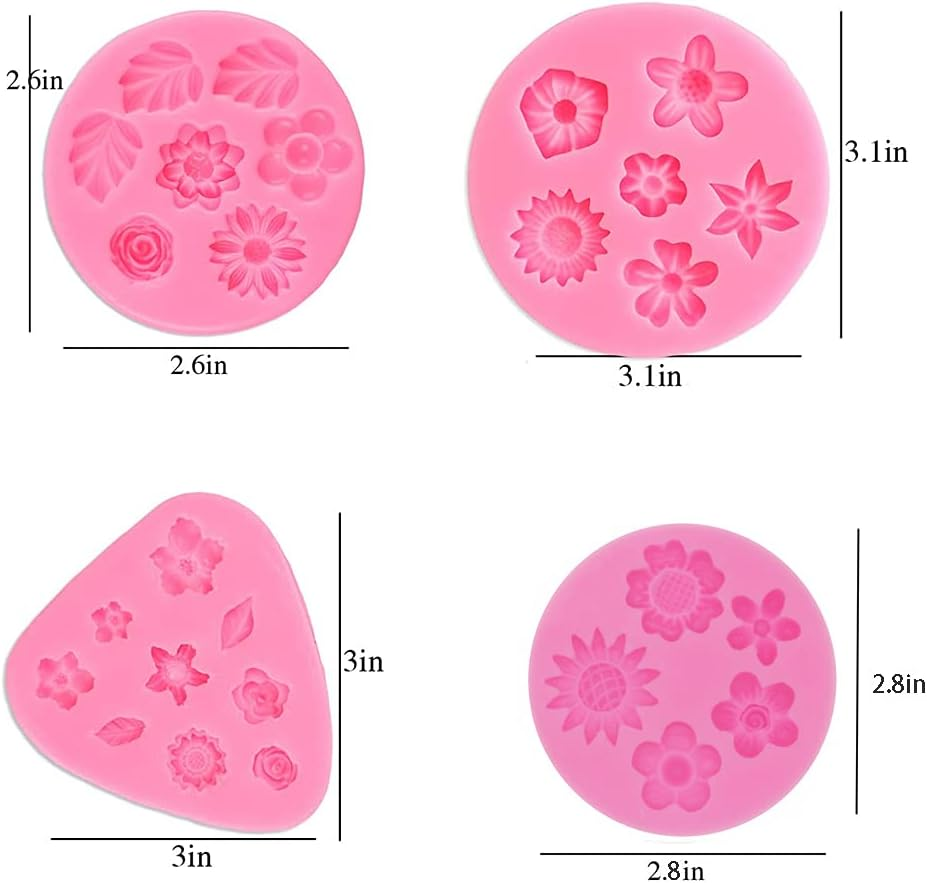 7 Pieces Flower Fondant Mold Set, Mini Flowers Silicone Chocolate Candy Molds for Cake, Cupcake Decorating, Cake Pops, Polymer Clay, Crafting Projects, Candy Melts image number 1