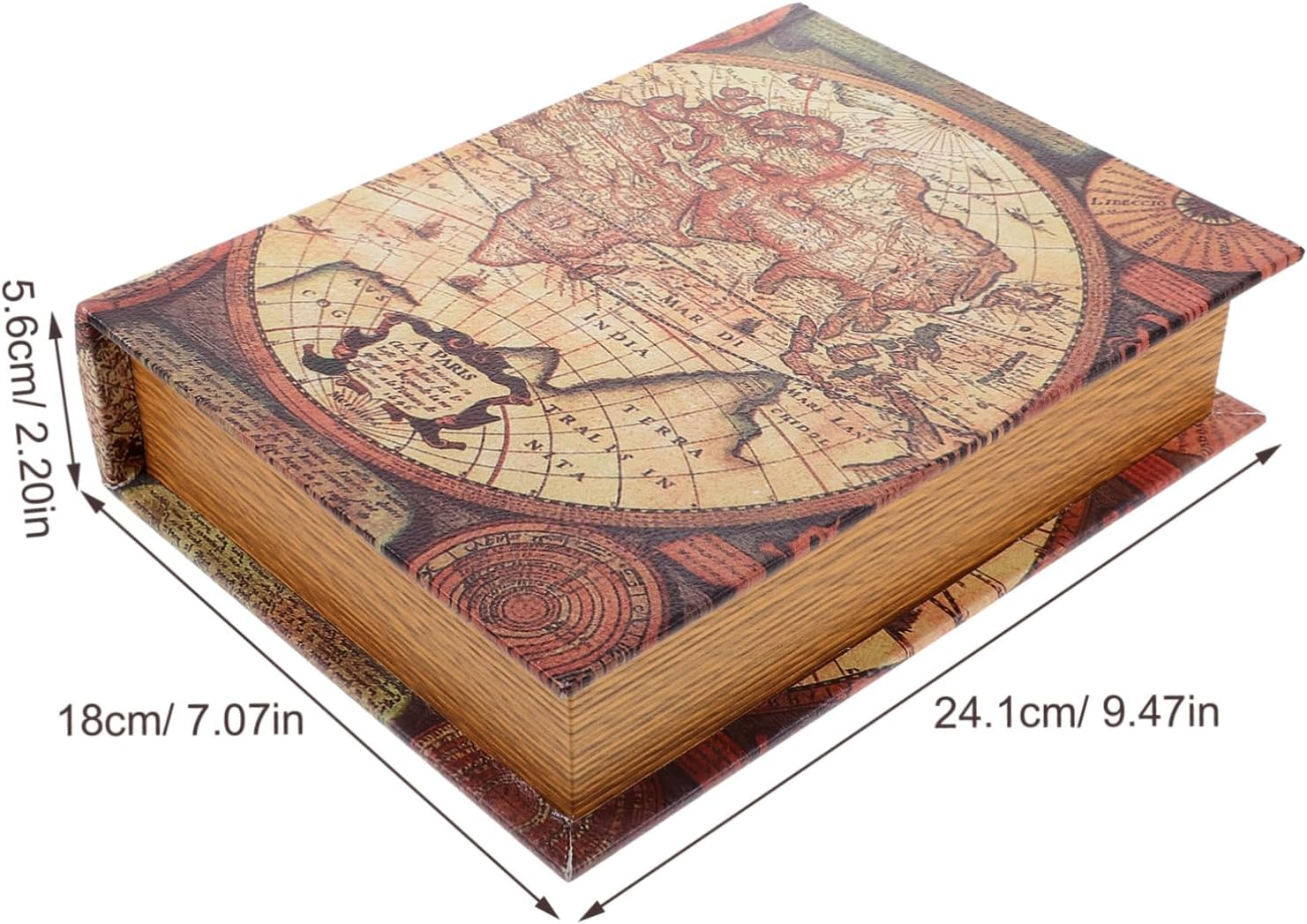 Vaguelly Vintage Faux Book Box Medium Size Rectangular Trinket Storage Box, Antique Style False Book Shaped Organizer, Decorative Bookshelf Prop for Home and Office