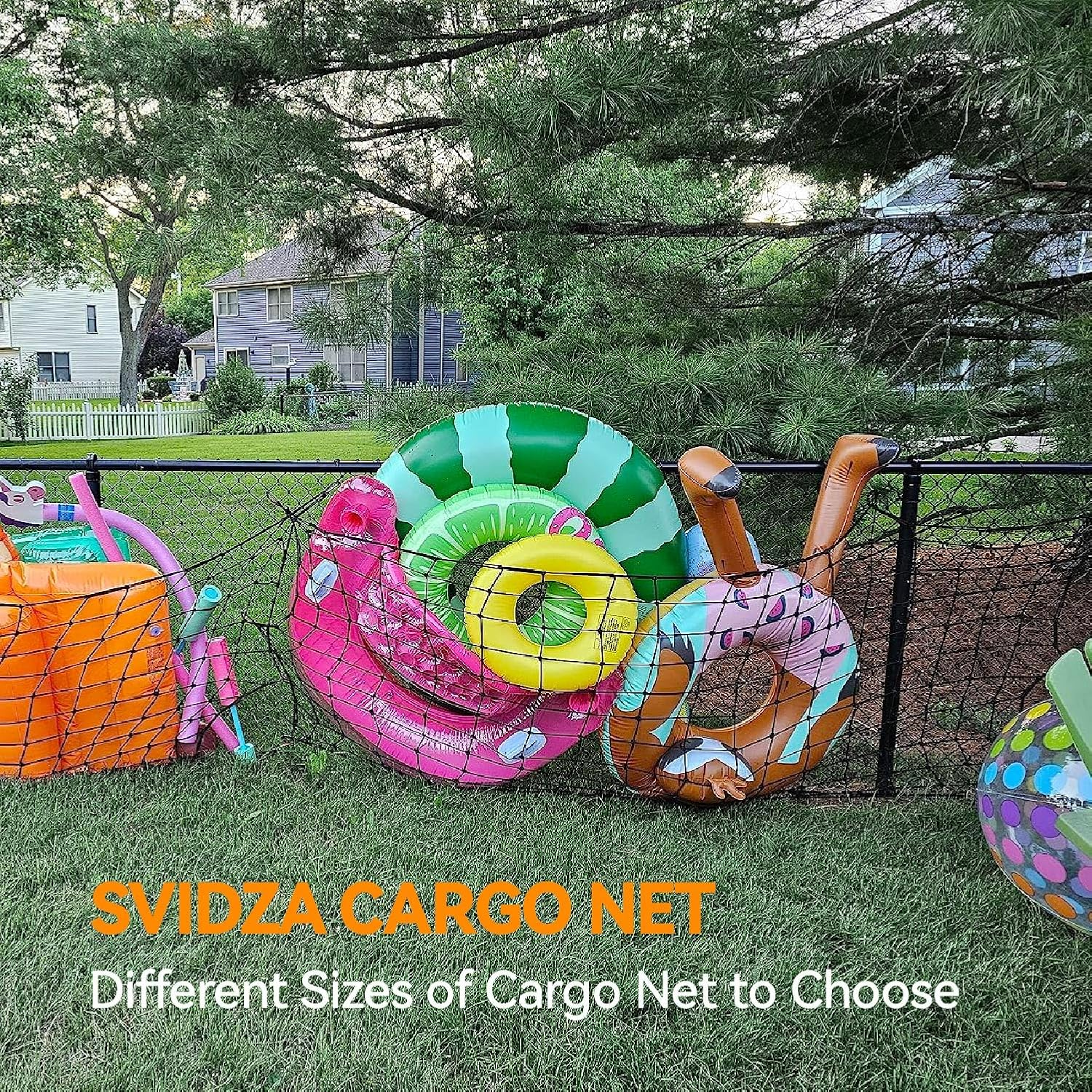 150 * 180Cm Cargo Net, New Upgraded 18 Thickened ABS Hooks, Large Adjustable Elastic Heavy Duty Latex Net Stretches to 300 * 450Cm image number 1