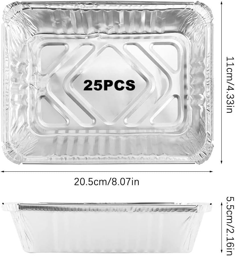 Olymajy Foil Food Containers with Lids, 25PCS 670Ml Foil Trays, Large Aluminium Foil Trays with Transparent Lid, Aluminium Foil Food Containers for Baking, Roasting, Cooking image number 2