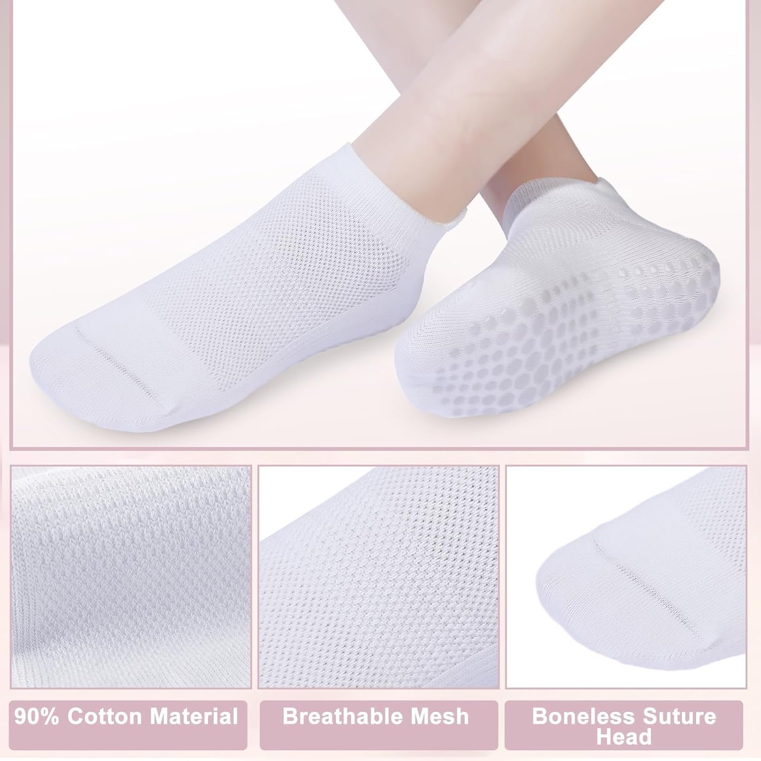 Quokkachic 5 Pairs Pilates Yoga Grip Socks, Women Non Slip Grip Socks for Hospital, Dance, Yoga, Size UK 4-7 image number 4