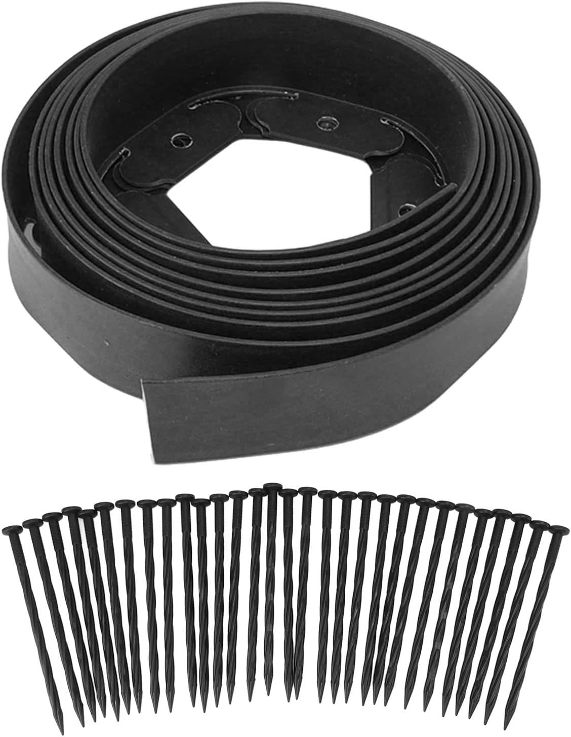 Tall Wall Landscape Edging, Lawn Edging Kit for Landscaping Flower Gardens, with 15 Spikes, Suitable for All Soil Types, Villa, Lawn, Vegetable Garden (Black)