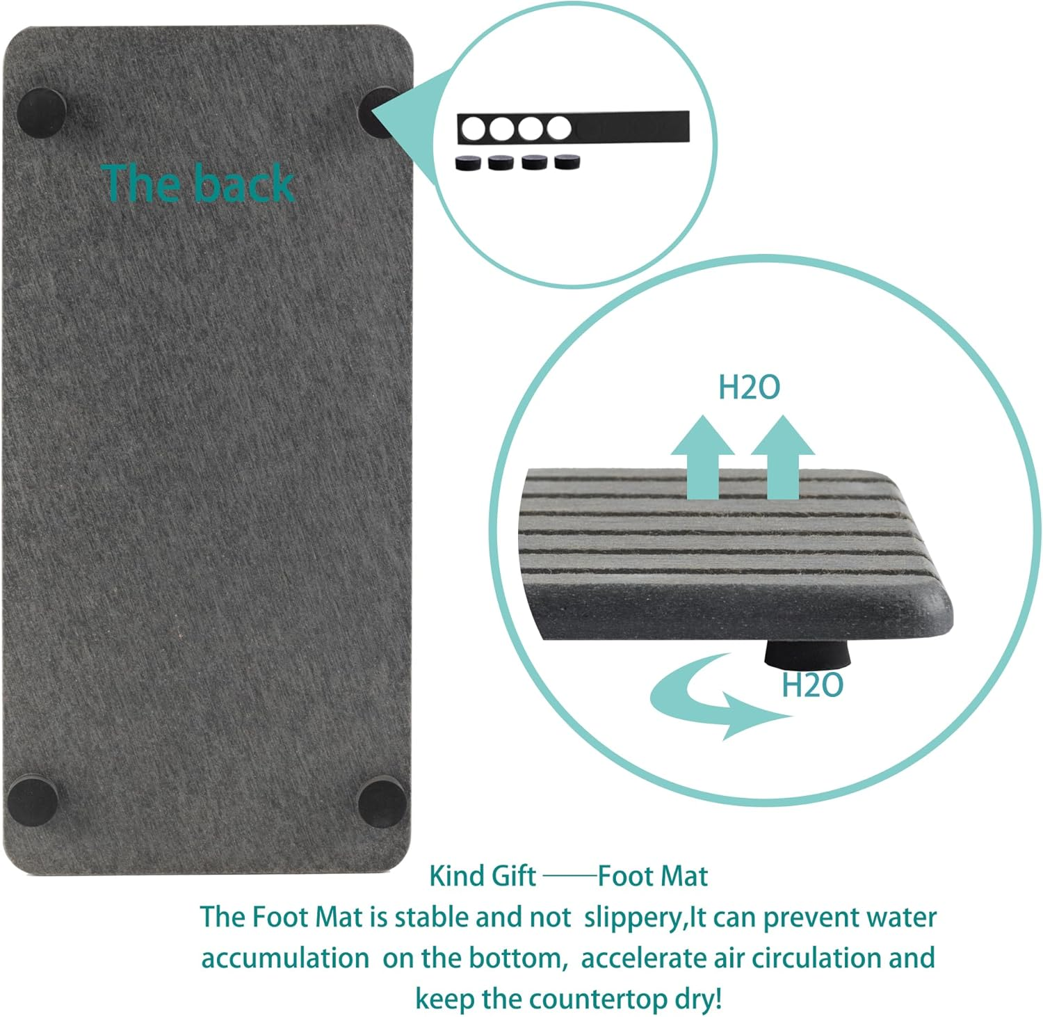 2 PCS Water Absorbent Diatomite Coasters Rectangle, Grooved Design, Water Absorbing Stone Used for Hand Soaps & Plants & Toiletries in the Modern Home image number 3