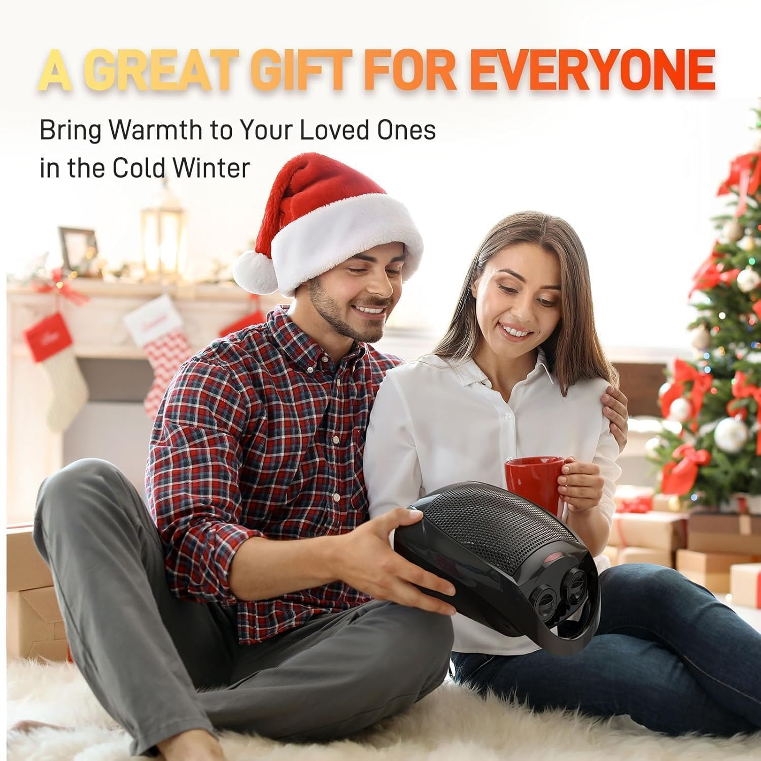 Portable Electric Space Heater, 1500W/750W Ceramic Heater with Thermostat, Fast Heat 15 Square Meter in Minutes, Safe and Quiet for Office Living Room Bedroom image number 2