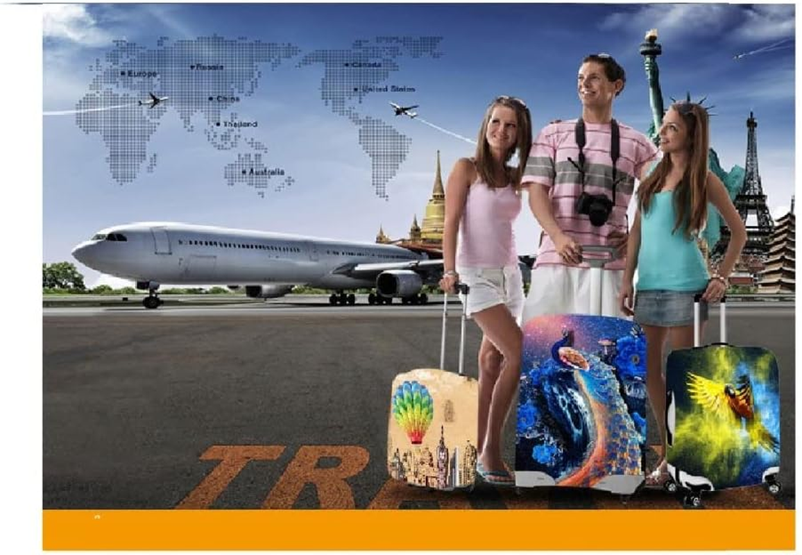 Wunm Studio CE Custom Luggage Cover-Mysterious Galaxy Travel Suitcase Protective 3D Print Trolley Case DIY Logo Case Travel Accessories Elastic Luggage Dust Cover