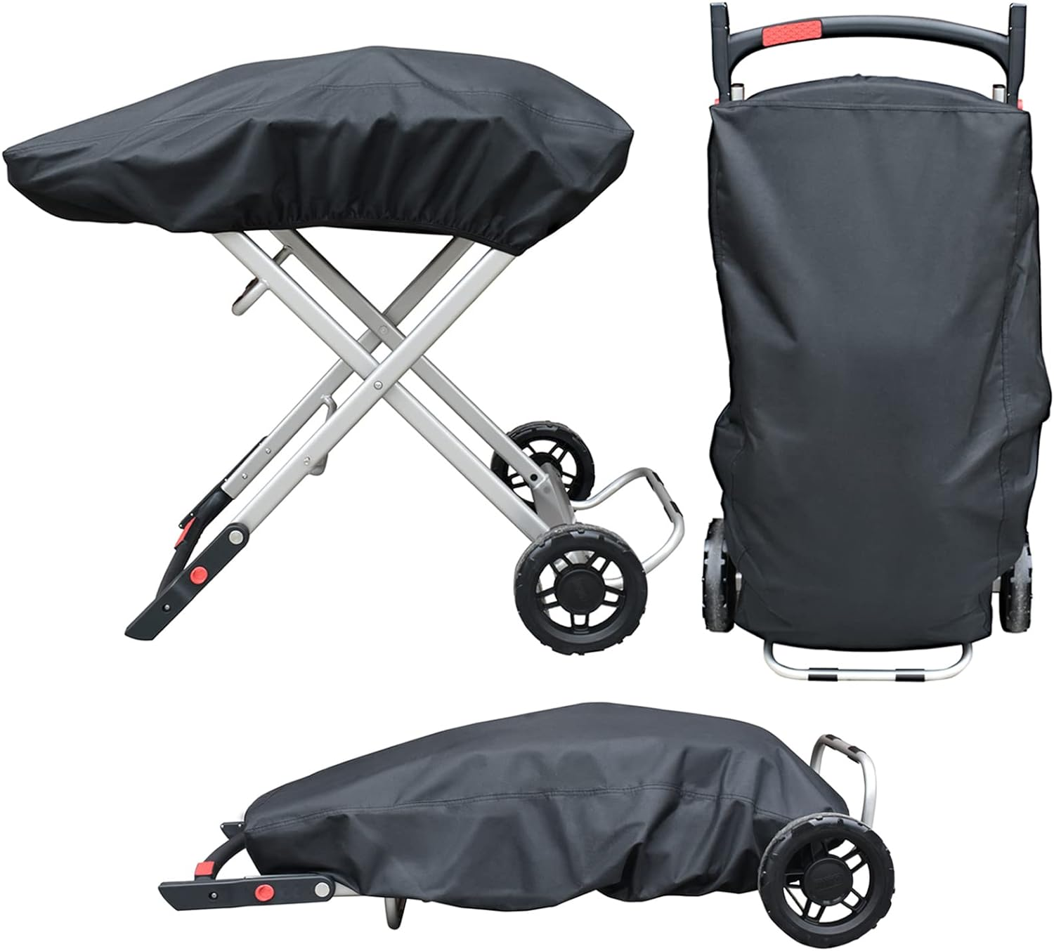 TOHONFOO Grill Cover for Weber 9010001 Traveler Portable Gas Grill - Heavy Duty Waterproof 600D Oxford Fabric and Adjustable Hem Grill Cover image number 1