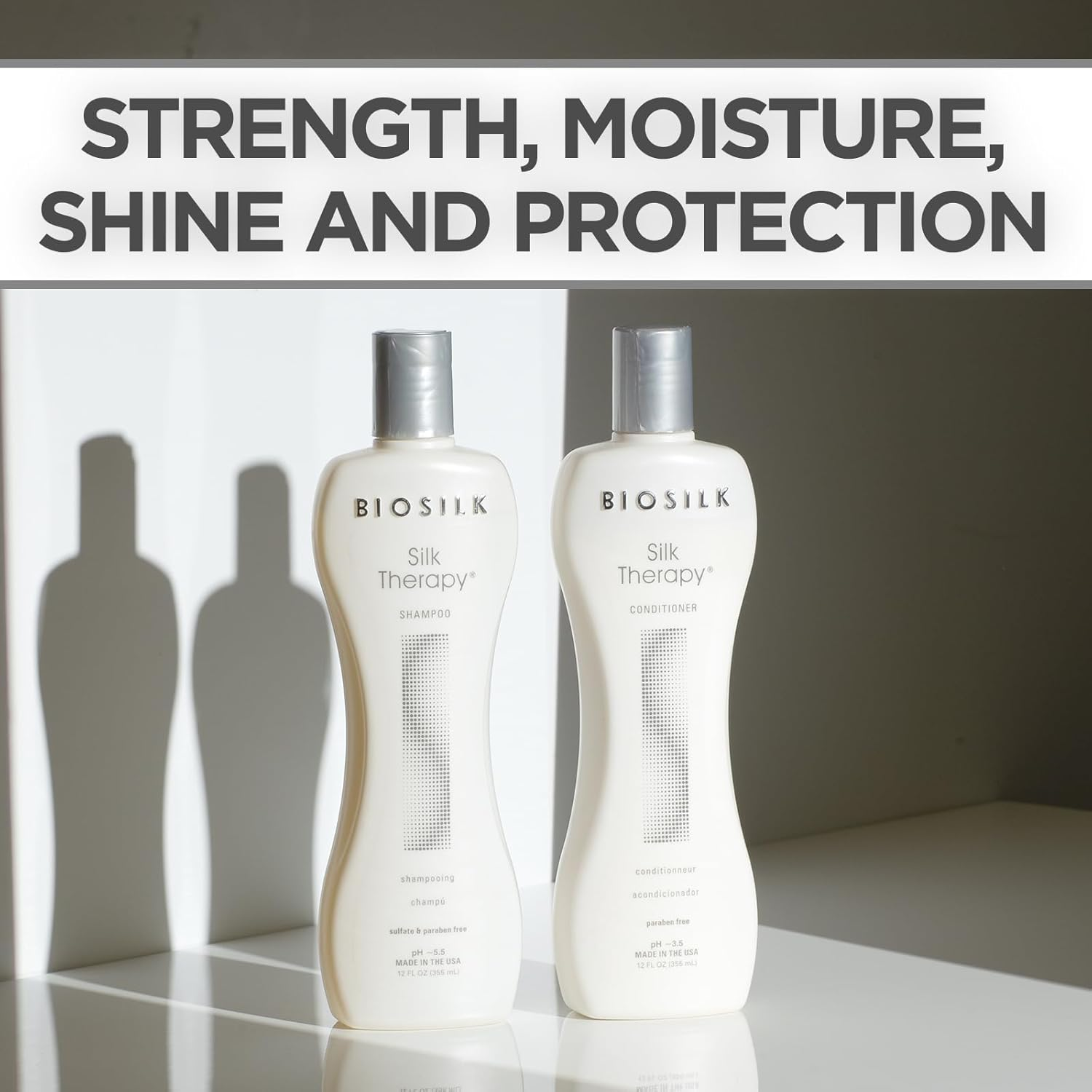 Biosilk Silk Therapy Duo Set Shampoo & Conditioner, Gentle Cleansing Haircare for Amazing Shine, Sulfate, Paraben, & Cruelty-Free, 12 Oz (Pack of 2) image number 3