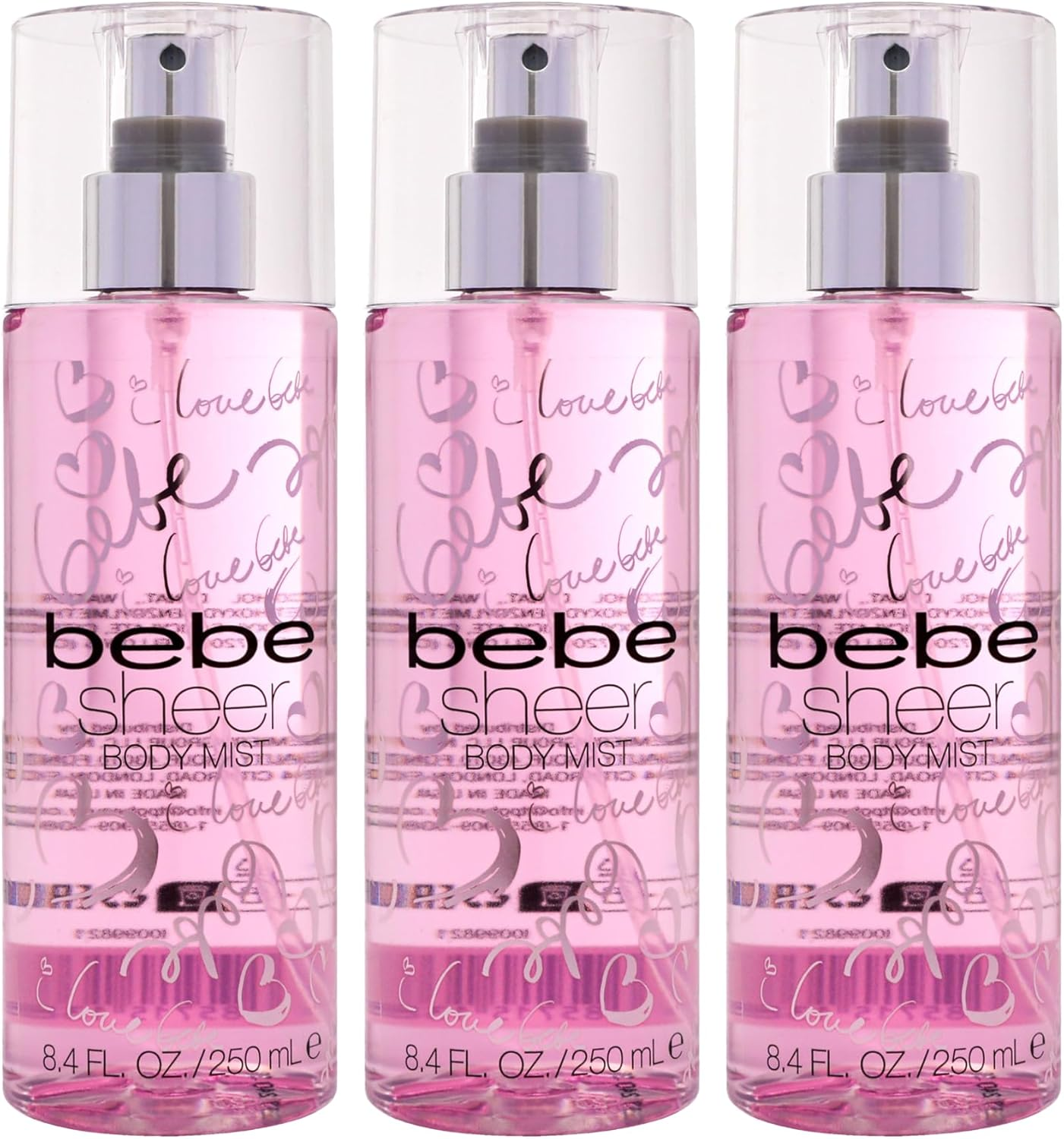 Bebe Bebe Silver - Pack of 3 for Women 8.4 Oz Body Mist