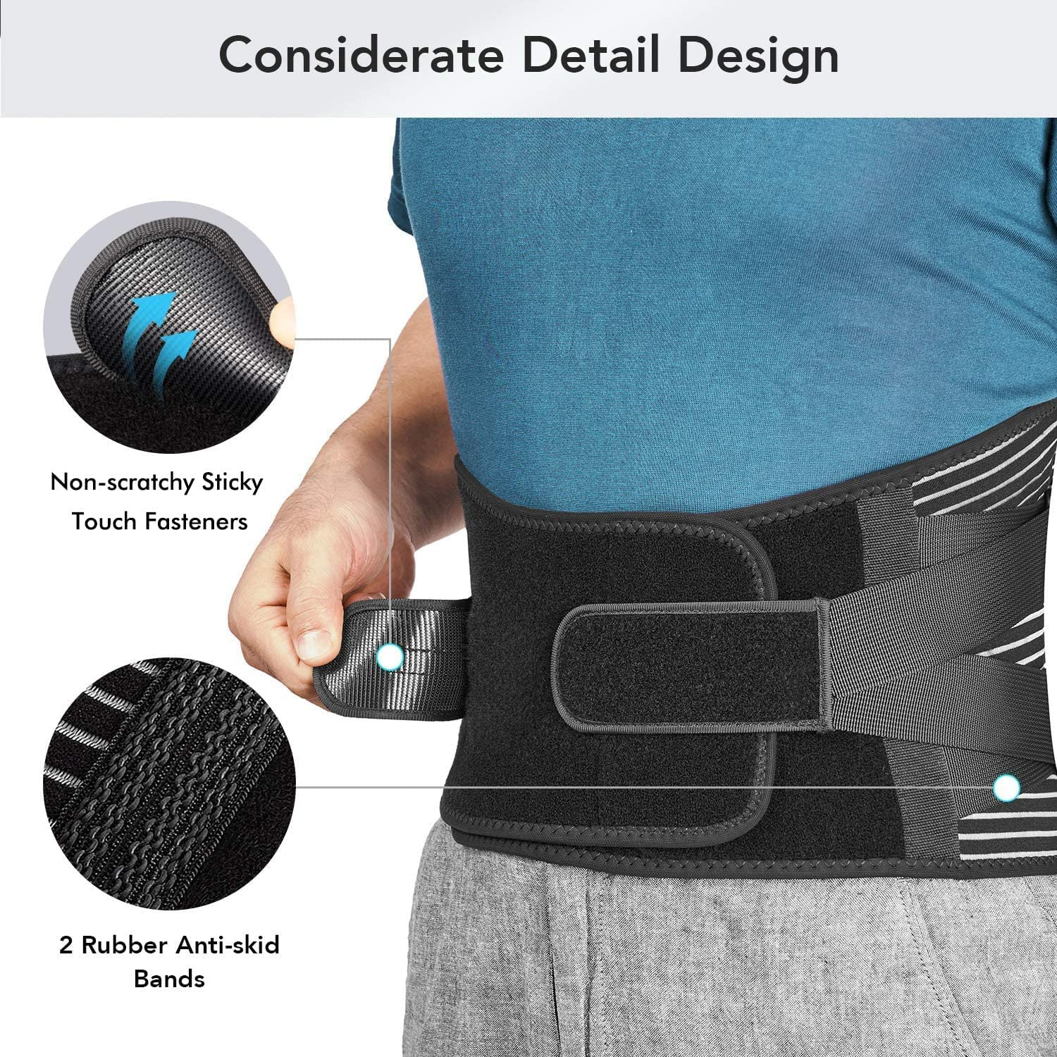 Back Braces for Lower Back Pain Relief with 6 Stays, Breathable Back Support Belt with Lumbar Pad for Men/Women for Work, Anti-Skid Lumbar Support Belt with 16-Hole Mesh for Sciatica image number 4