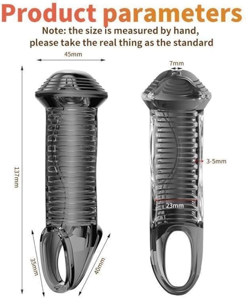 Silicone Penis Rings Sheath Male Penis Sleeve Girth Reusable Penis Sleeve Extender Enlarger Enhancing for Adult Men image number 1