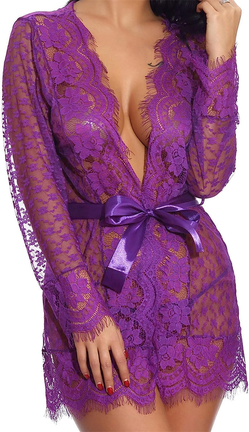 5X Sexy Lingerie for plus Size Women Women Sexy Lingerie Sleepwear Underwear Lace Coat Briefs Nightwear Maternity Lingerie Sexy plus Size image number 5