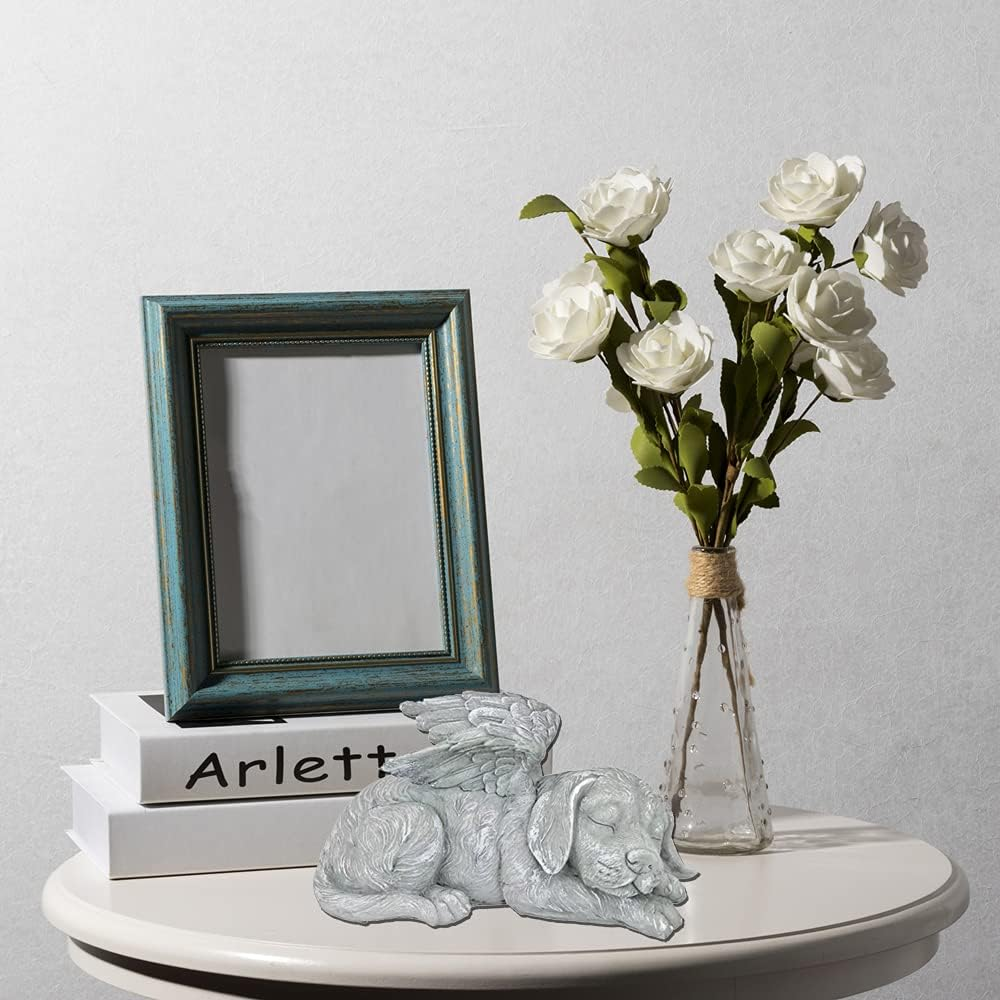 YILUXIANGYANG Dog Angel Wings Ornament Dog Angel Statue Mini Animal Statu for Garden Tombstones or Lawn Decoration image number 1