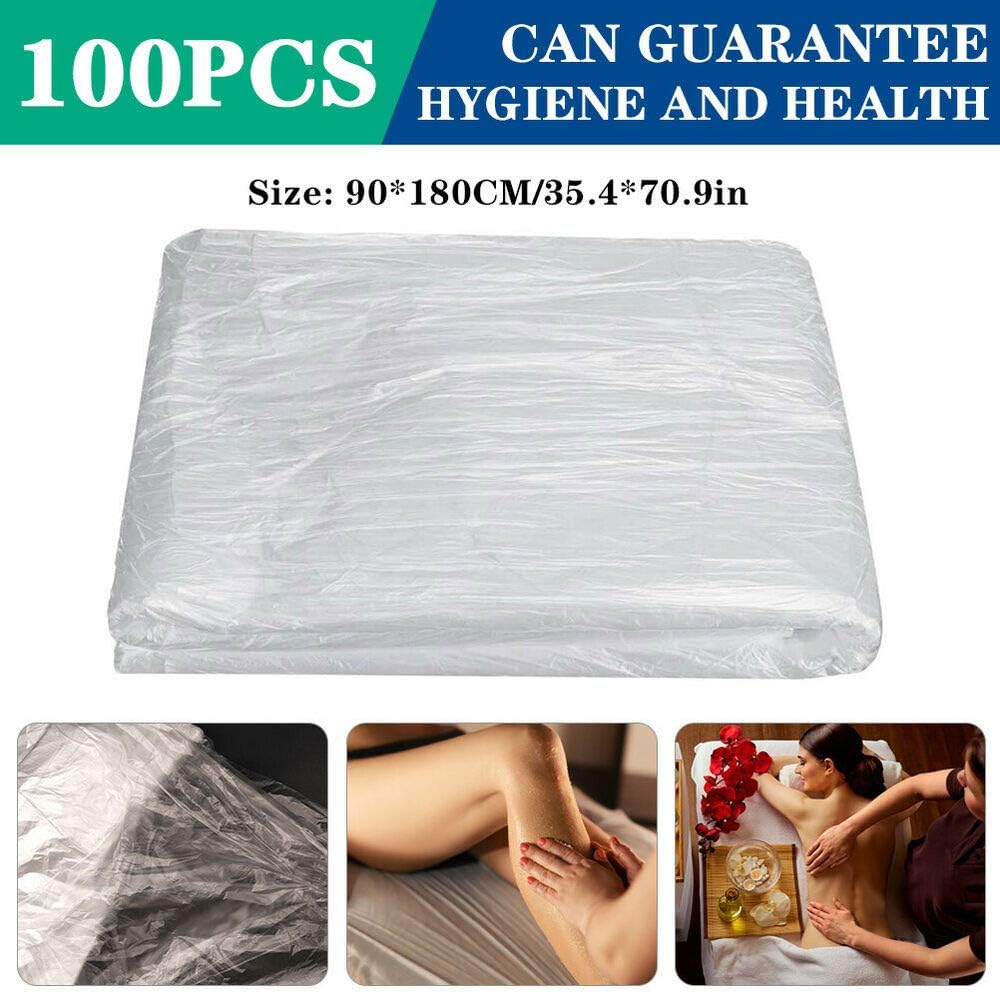 90X180Cm Disposable Massage Bed Cover, 100Pcs Disposable Use Bed Cover, Massage Table Sheet, Spa Bed Sheets, Salon Waxing Bed Film, Sofa Furniture Protector Plastic Cover Couch Shelter image number 1