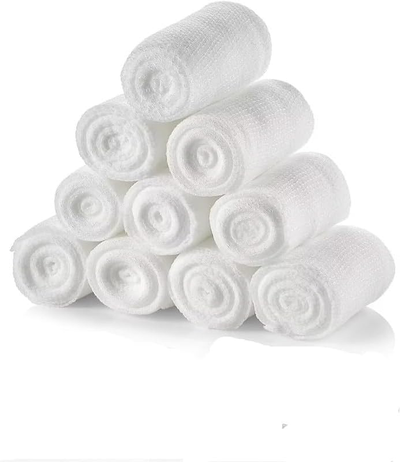 10 Rolls Gauze Bandage Rolls Elastic Stretch Gauze Rolls Medical Gauze Stretch Roll Tape Self-Adherent Tape Pressure Wrap Bandage Rolls First Aid Tape Conforming Stretch Gauze Bandage Rolls,5Cm X 4.5M image number 4