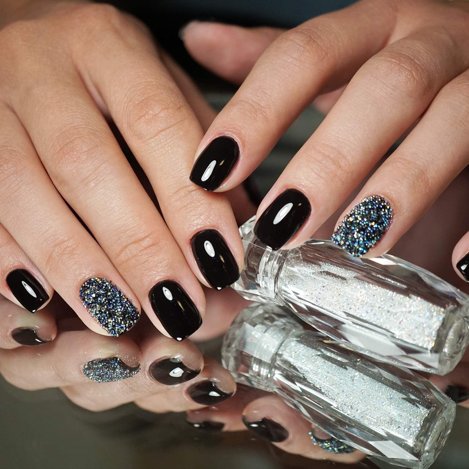 6 Bottles Micro Caviar Beads Pixie Gravel Diamonds Stone Crystal Rhinestones Nail Decorations for DIY 3D (Clear, AB Color, Rose Gold, Silver, Red, Black) - Ab Color image number 6