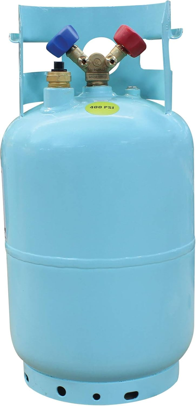 Mastercool 67010 30 Lb Refrigerant Recovery Cylinder with Float Switch, Dot-Approved, 1/2" Acme Connections, HP295 Steel, Blue (No Refrigerant Included) image number 1