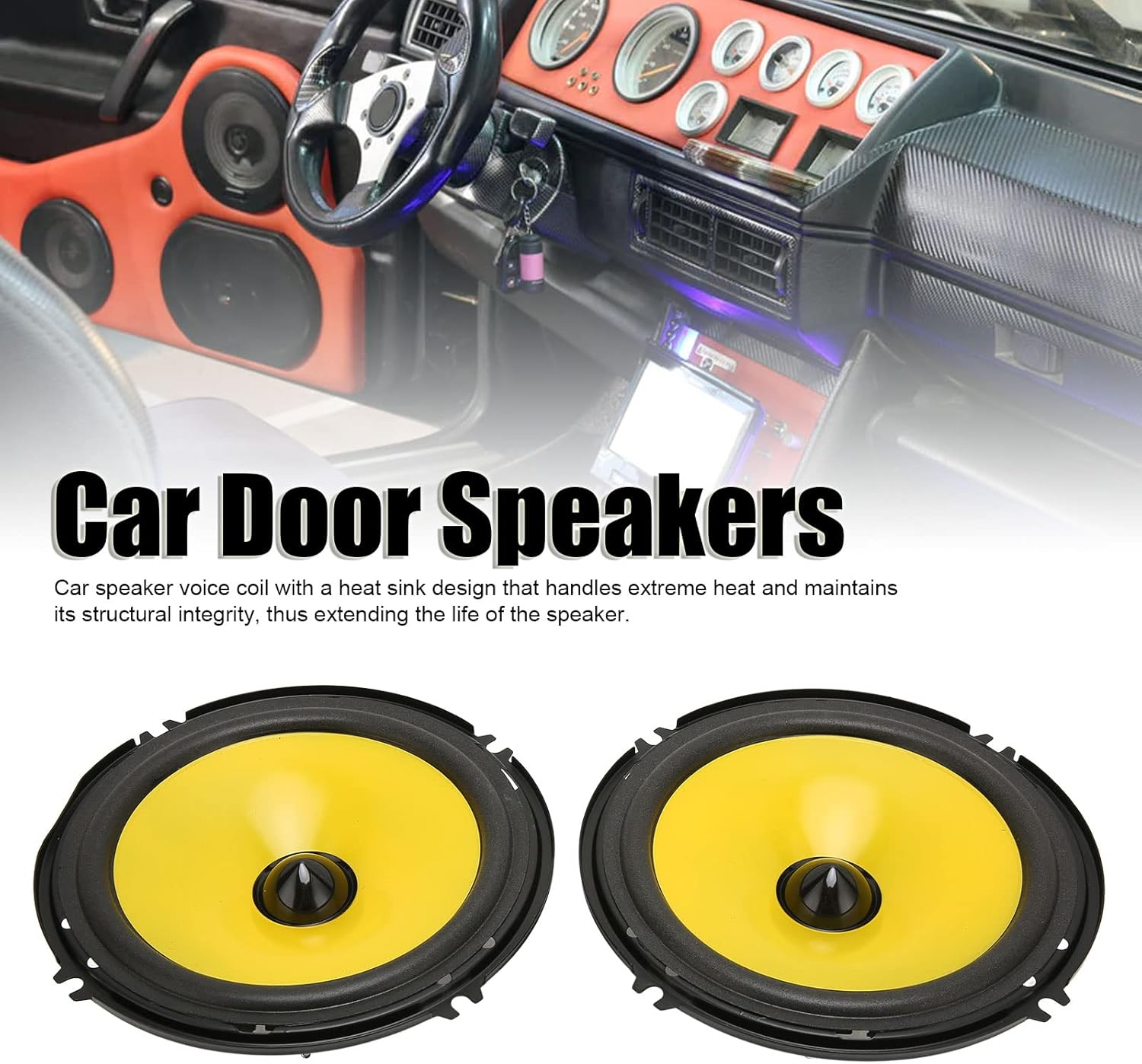 Premium Sound Quality Car Speakers, 600W High Power, Reduced Distortion 6 Inch Coaxial Stereo Speaker System with Design image number 1