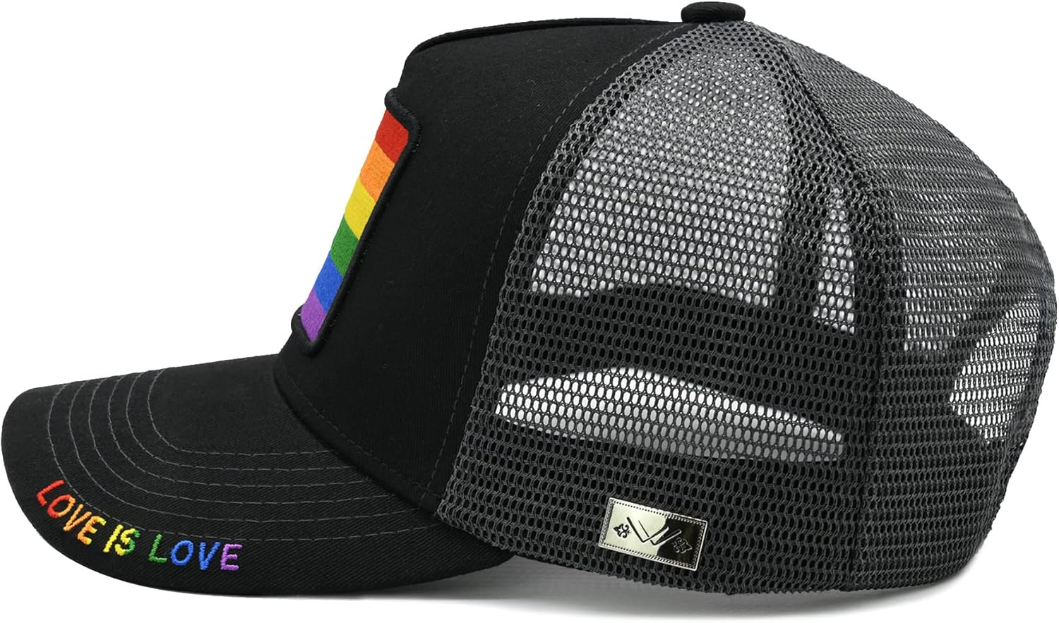 MINYJHZ Pride Flag Trucker Hat for Men Women, Rainbow Embroidery LGBT Pride Design Baseball Cap Adjustable Mesh Breathable Outdoor Hat image number 1