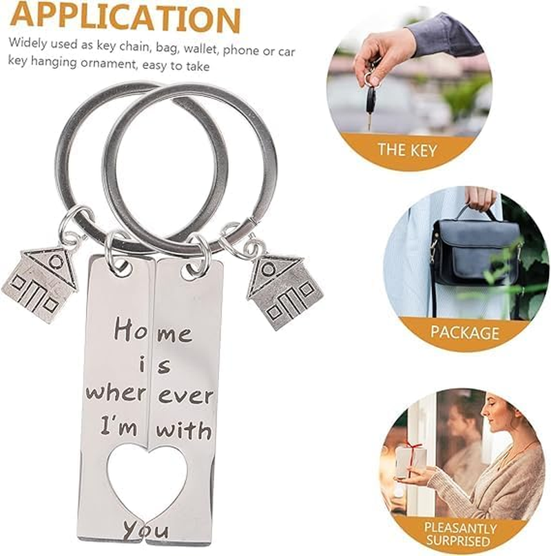 2 Pcs Our First Home Keychains, 2026 House Warming Gifts New House Keychain New Homeowner Gift Housewarming Key Chain for New House Owner Wife Husband Present Lover - B image number 2
