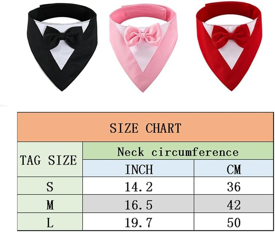 Aoozleny Dogs Tuxedo Formal Cats Wedding Bandana Dog Collar with Bow Tie Cat Birthday Costume Valentines Outfit Pet (RED, S) image number 3