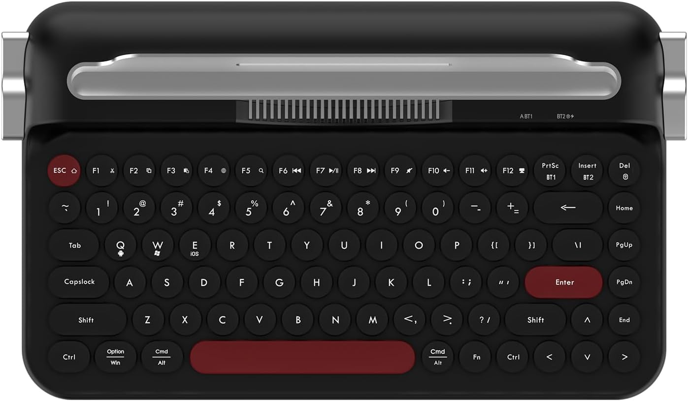 Ajazz AF84 Retro Keyboard, Vintage round Keycaps, Tablet Stand, Ergonomic Yellow