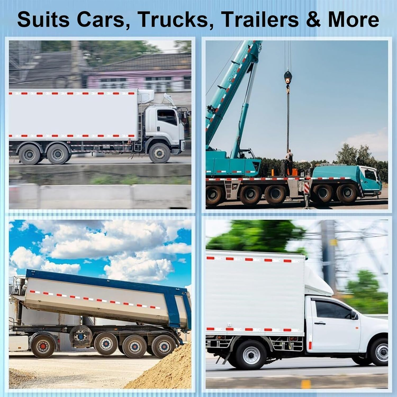 20Pcs Red and White Reflective Stickers for Trailers, Trucks, Rvs, Driveways, Durable Waterproof for Night Safety