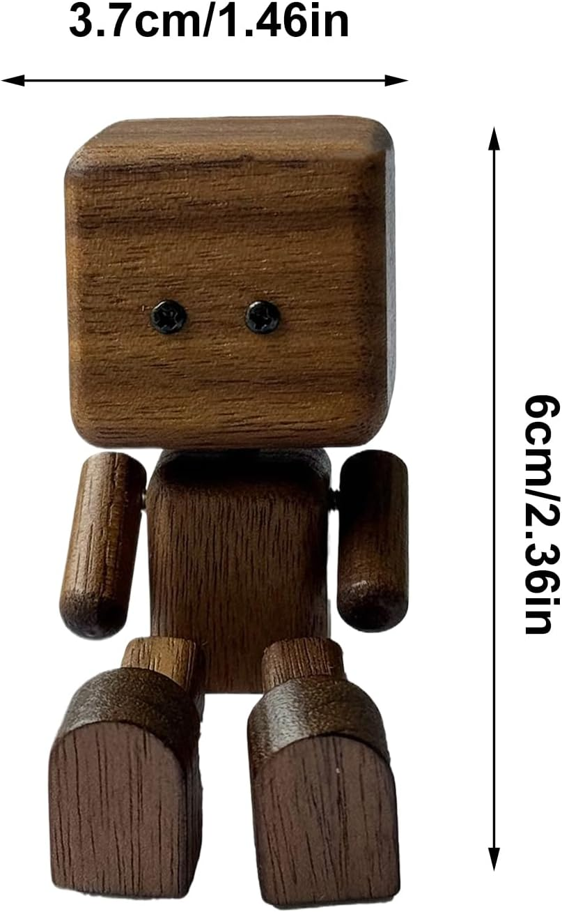 Wooden Shaking Man Figurine Car Ornament,Shaking Leg Car Decor,Wood Man Dashboard Bobble Figure,Handmade Magnetic Shake Feet Doll for Women Men Dad Father Husband Mother Friend - Covered Beech image number 7