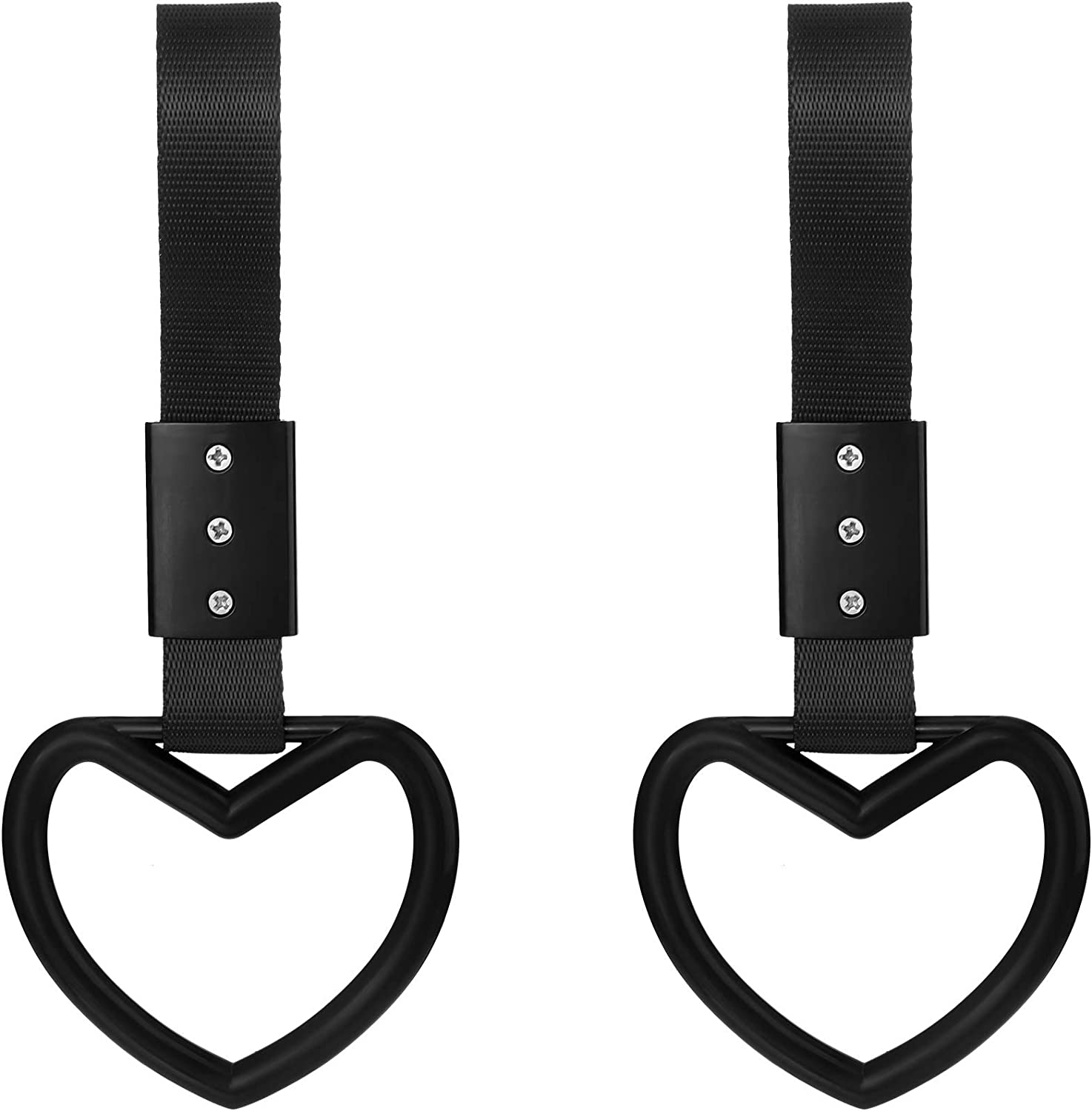 2 Pieces Rings Heart Shaped Car Handle Straps Drift Charm Rear Bumper Warning Ring Decor Subway Bus Broken Heart Handle for Car Interior (Red)
