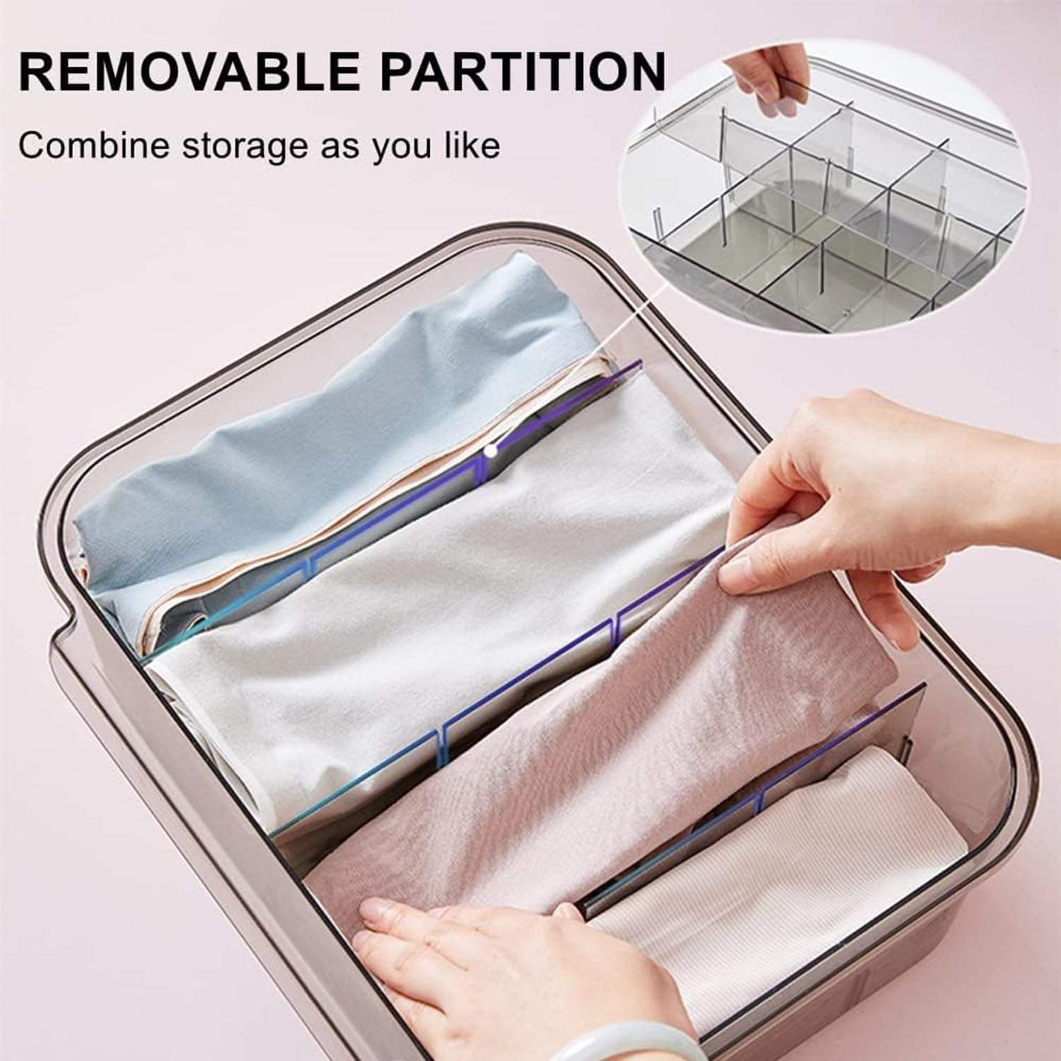 Betterlifewj Underwear Storage Box. Simple Transparent, Shelf Pull-Down Drawer with Partition. Store Socks, Underwear, Bras, Ties. image number 5