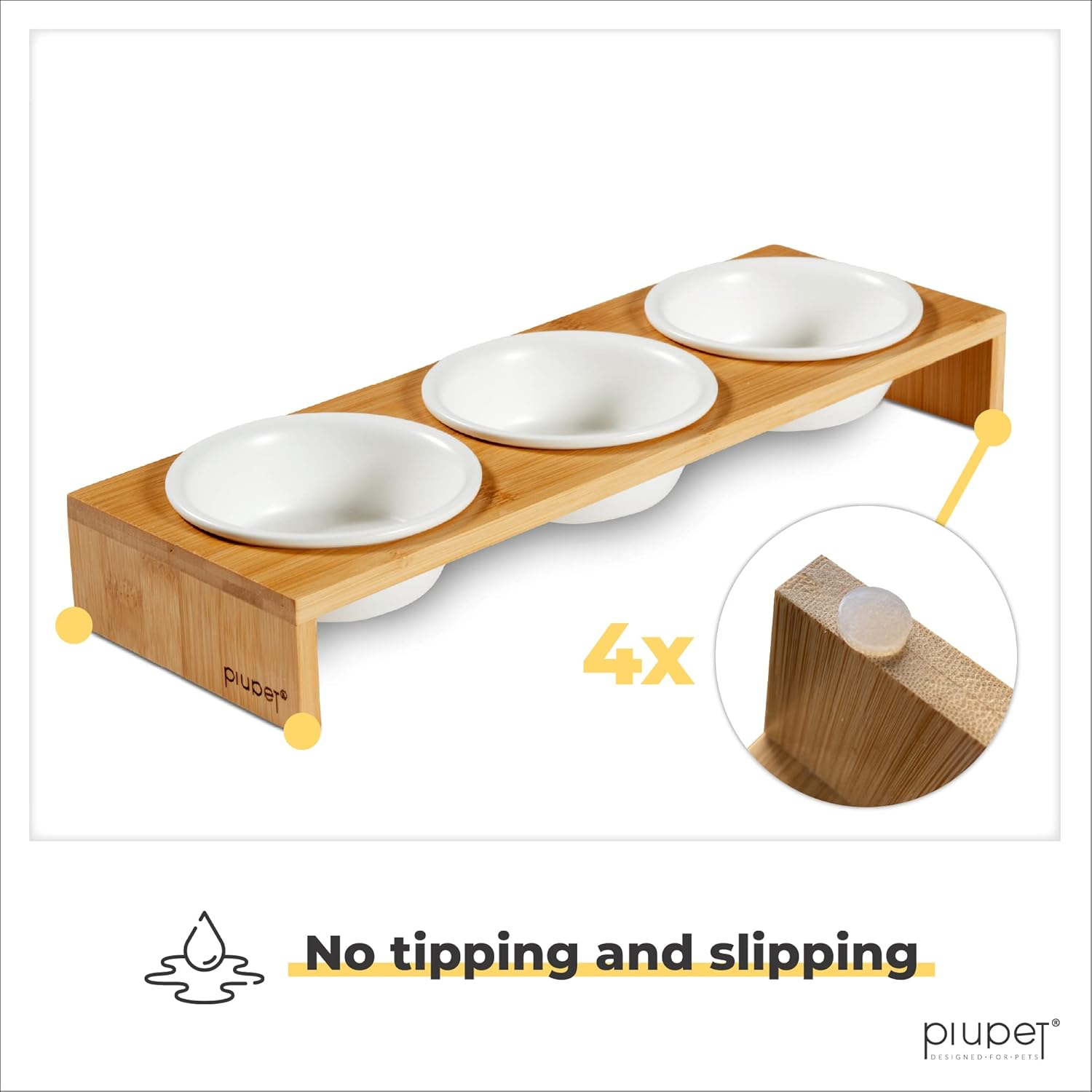 Piupet&reg; Cat Bowl, Set of 3, 250 Ml, Dishwasher Safe, Raised Feeding Bowls for Cats and Small Dogs, Cat Bowl Set, Cat Feeding Bowl, Raised Cat Feeding Bowl, Cat Water Bowl image number 3
