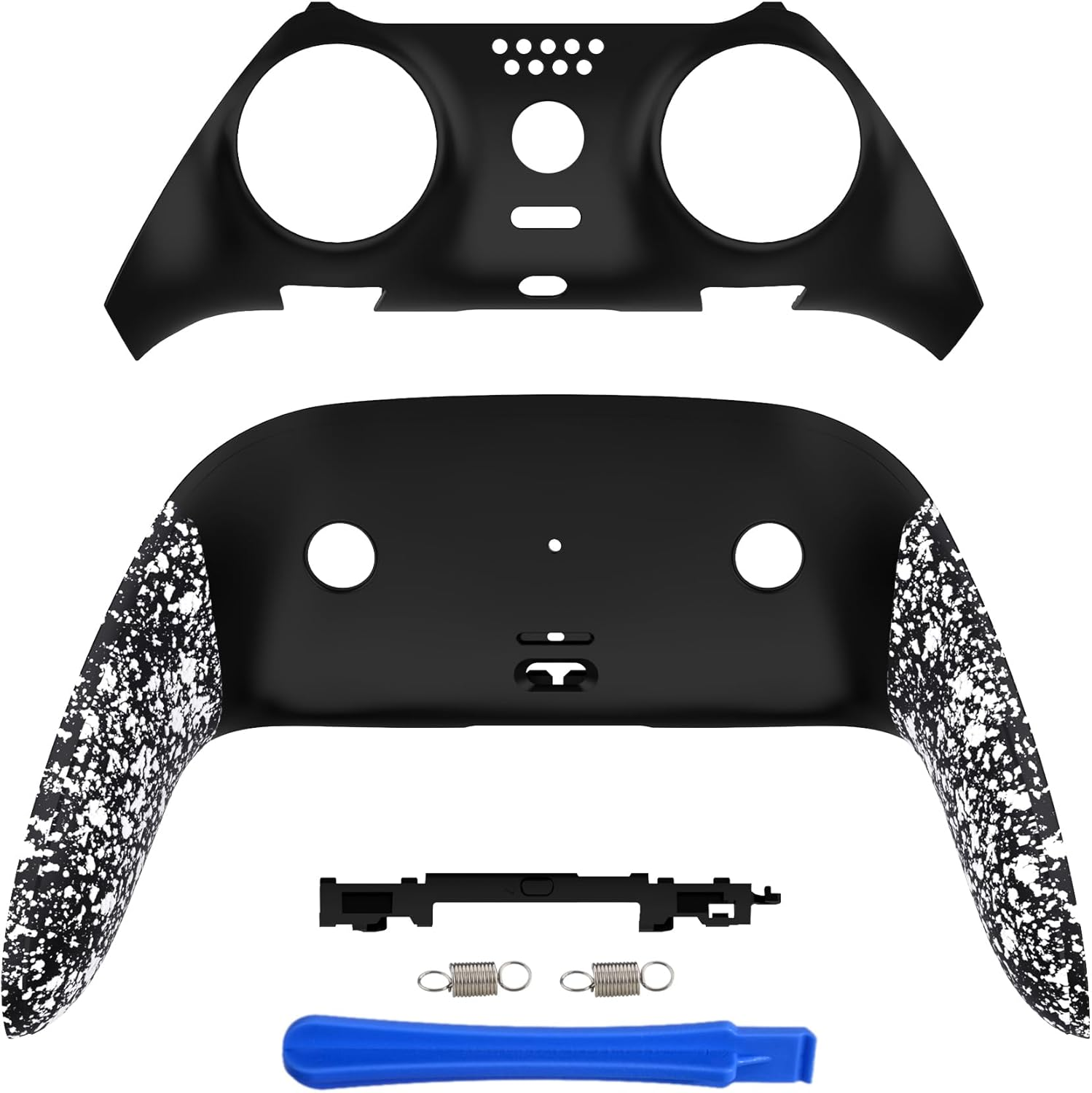 Extremerate Top Bottom Decorative Trim Shell Compatible with P S 5 Edge Controller DIY Replacement Front Back Clip Shell, Custom Textured Black Plates Cover Compatible with P S 5 Edge Controller - Textured Red image number 4