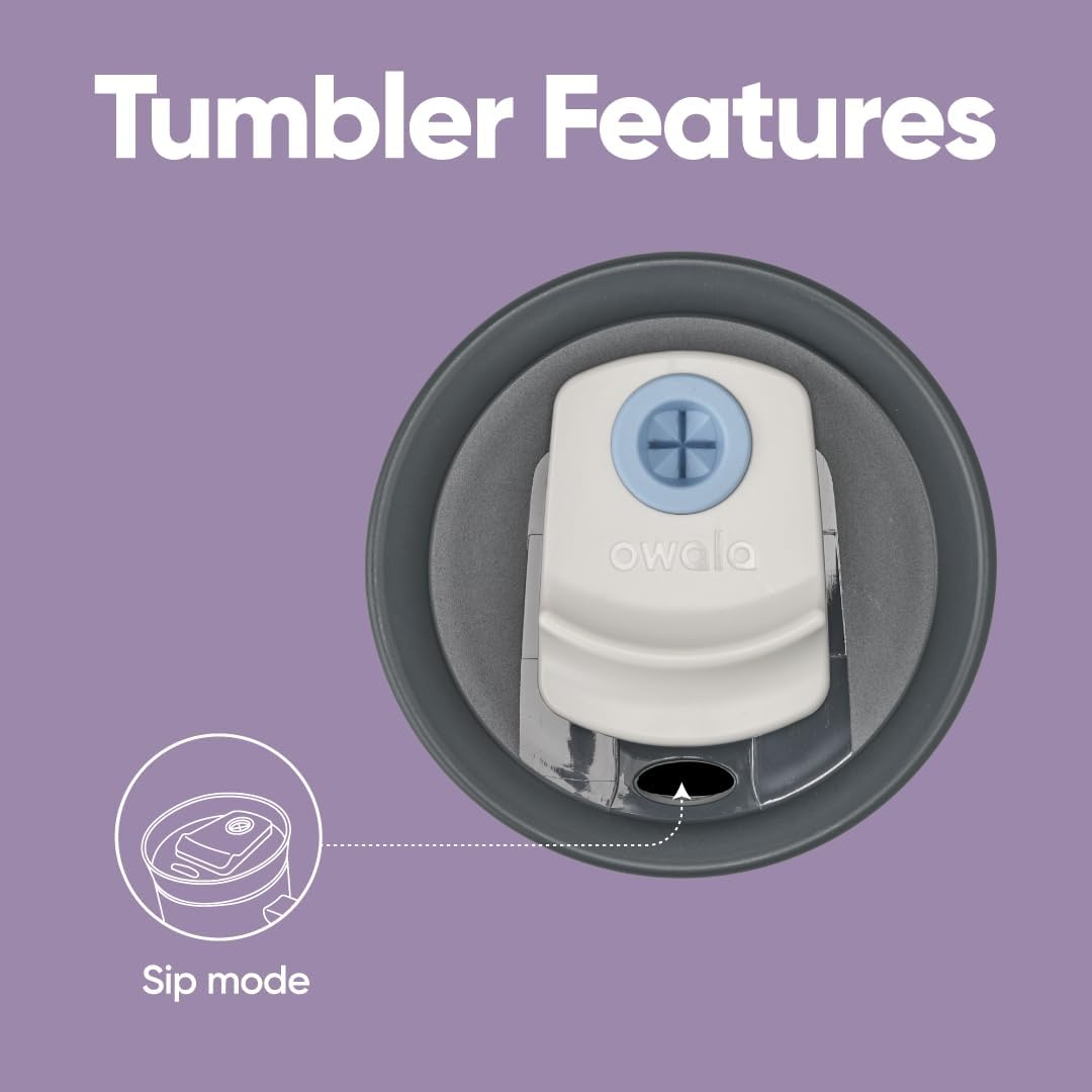 Owala Stainless Steel Triple Layer Insulated Travel Tumbler with Spill Resistant Lid and Straw, BPA Free, 24 Oz, Grey/Purple (Bunny Hop) image number 6