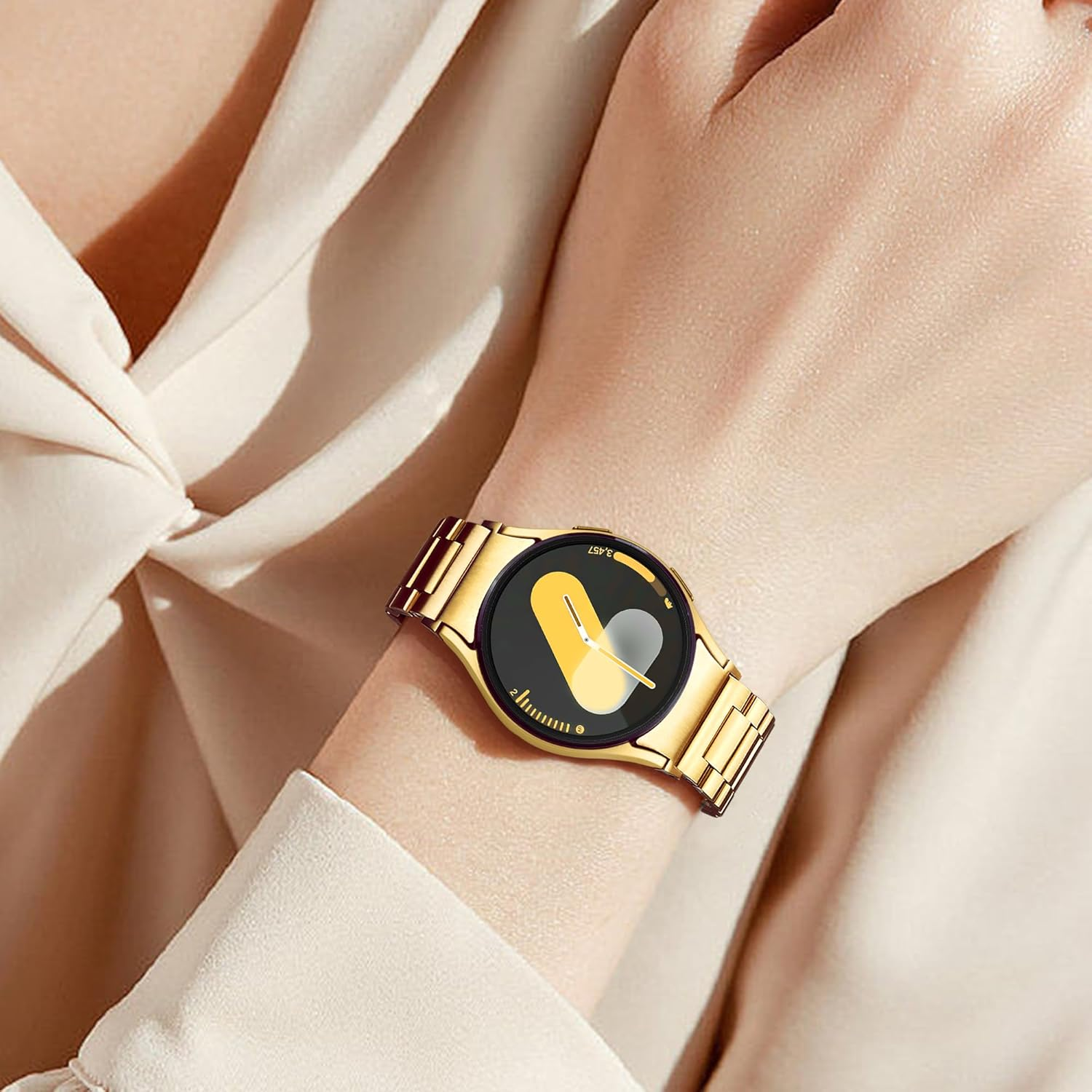 Ocaer Compatible with Samsung Galaxy Watch 7/FE/6/5/4 Band 40Mm 44Mm, 6 Classic/4 Classic 43Mm 47Mm/42Mm 46Mm, 5 Pro 45Mm, Metal Solid Stainless Steels 20Mm Galaxy Watch Strap for Men Women(Gold)