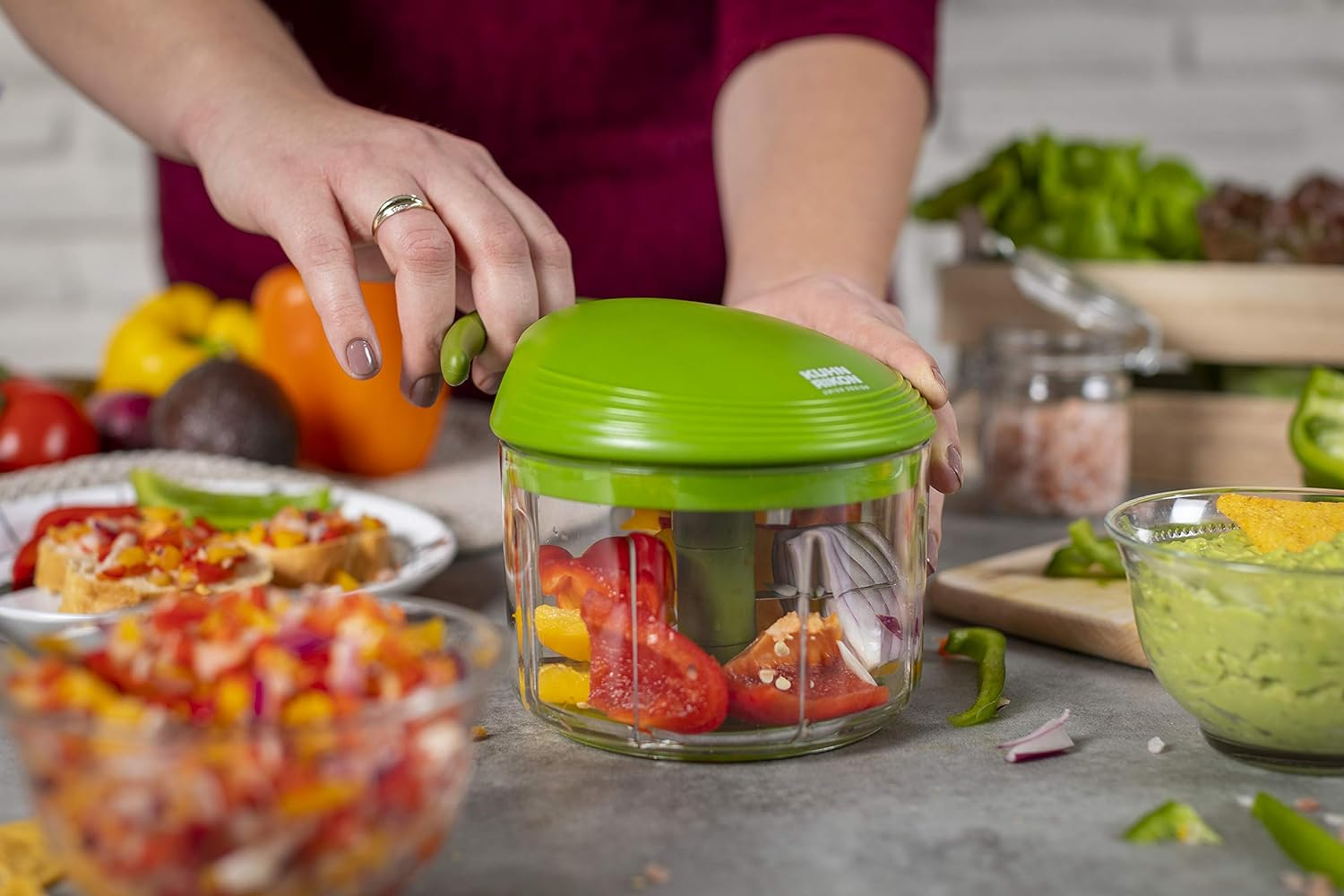 KUHN RIKON Pull Chop 27412 Universal Chopper Large Green Plastic image number 1