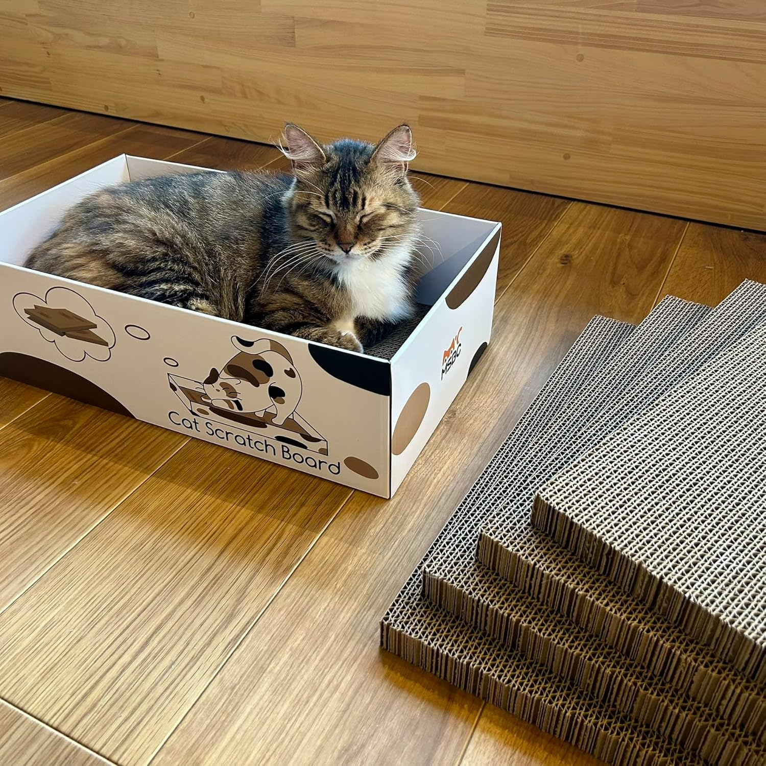 MSBC Cat Claw Sharpener, Box-Shaped, Paper Dust Reducer, 5 Refills, Total of 10 Sides, Economical, Size 16.9 X 9.8 X 5.0 Inches (43 X 25 X 12.7 Cm) image number 6