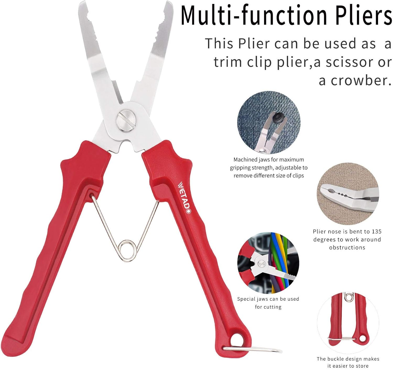 Wetado Clip Remover Tool, 3 Pcs Clip Pliers Set & Fastener Removal Tool, Auto Trim Removal Tool Kit Auto Upholstery Combo Repair Kit for Car Door Panel Dashboard image number 2