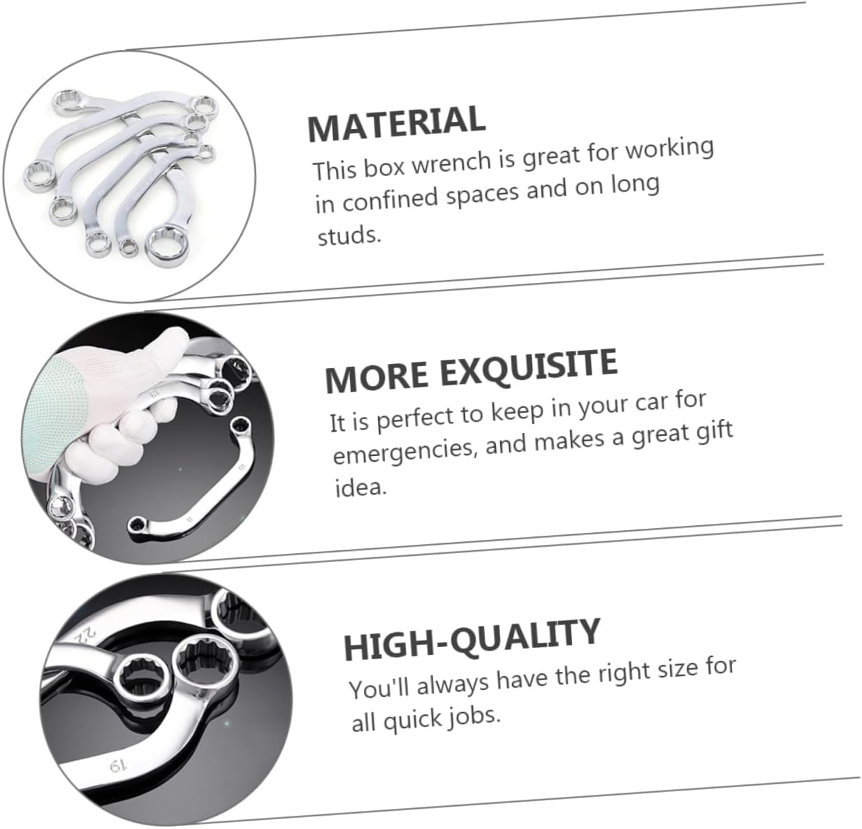 QUMIIRITY Metal Socket Spanner and Box Wrench Set 5Pcs Chrome-Vanadium Steel Multifunctional Double-Ended 12-Point Socket Spanner for Automotive and Mechanical Repairs image number 1